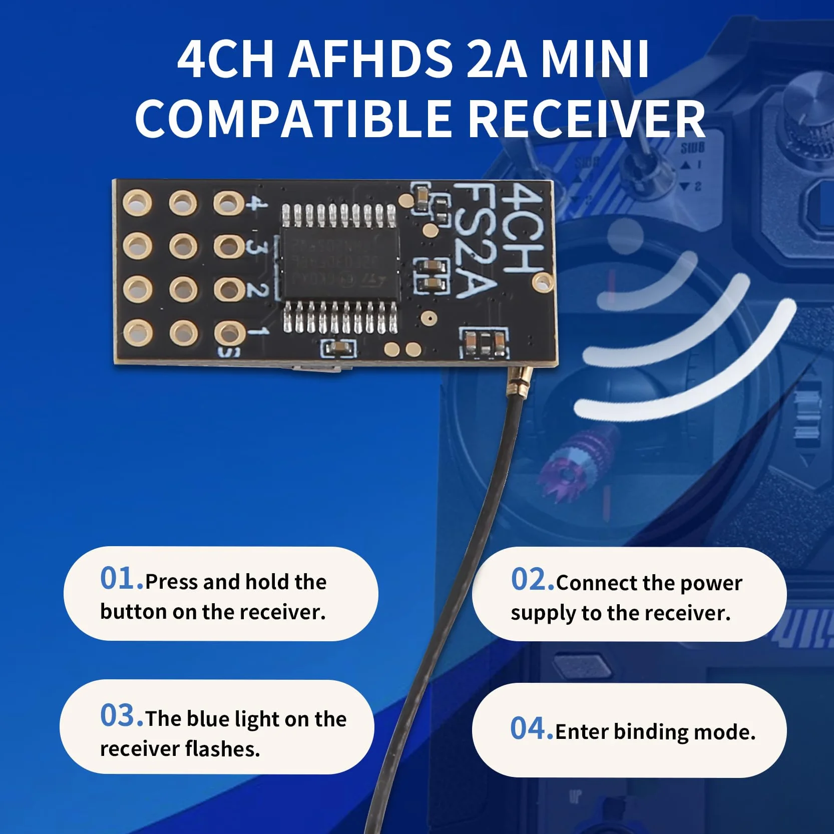 FS2A 4CH AFHDS 2A Mini RéCepteur Compatible Sortie PWM pour I6 I6X I6S ÉMetteur