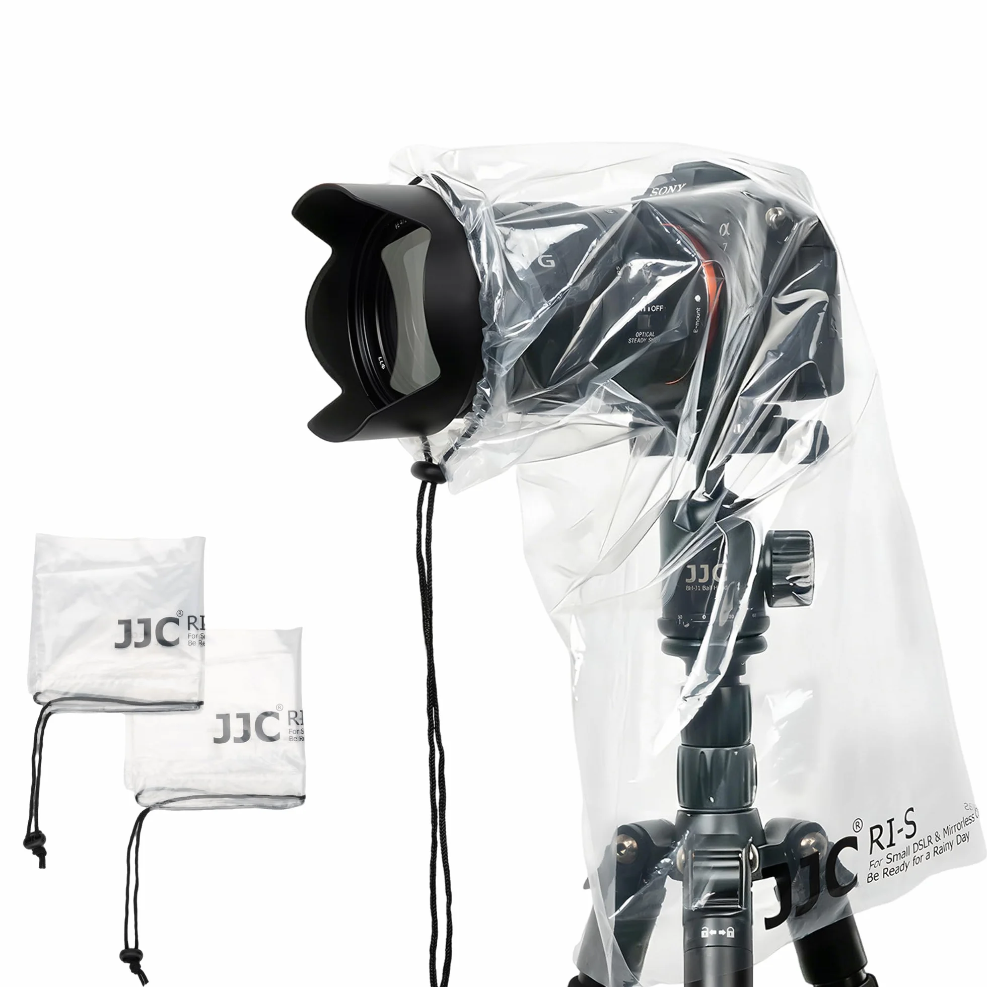 (2 Pack) JJC Housses de Pluie Jetables, Caméra Couverture Housse de Protection pour Appareil Photo Reflex Numérique sans Miroir Transparent
