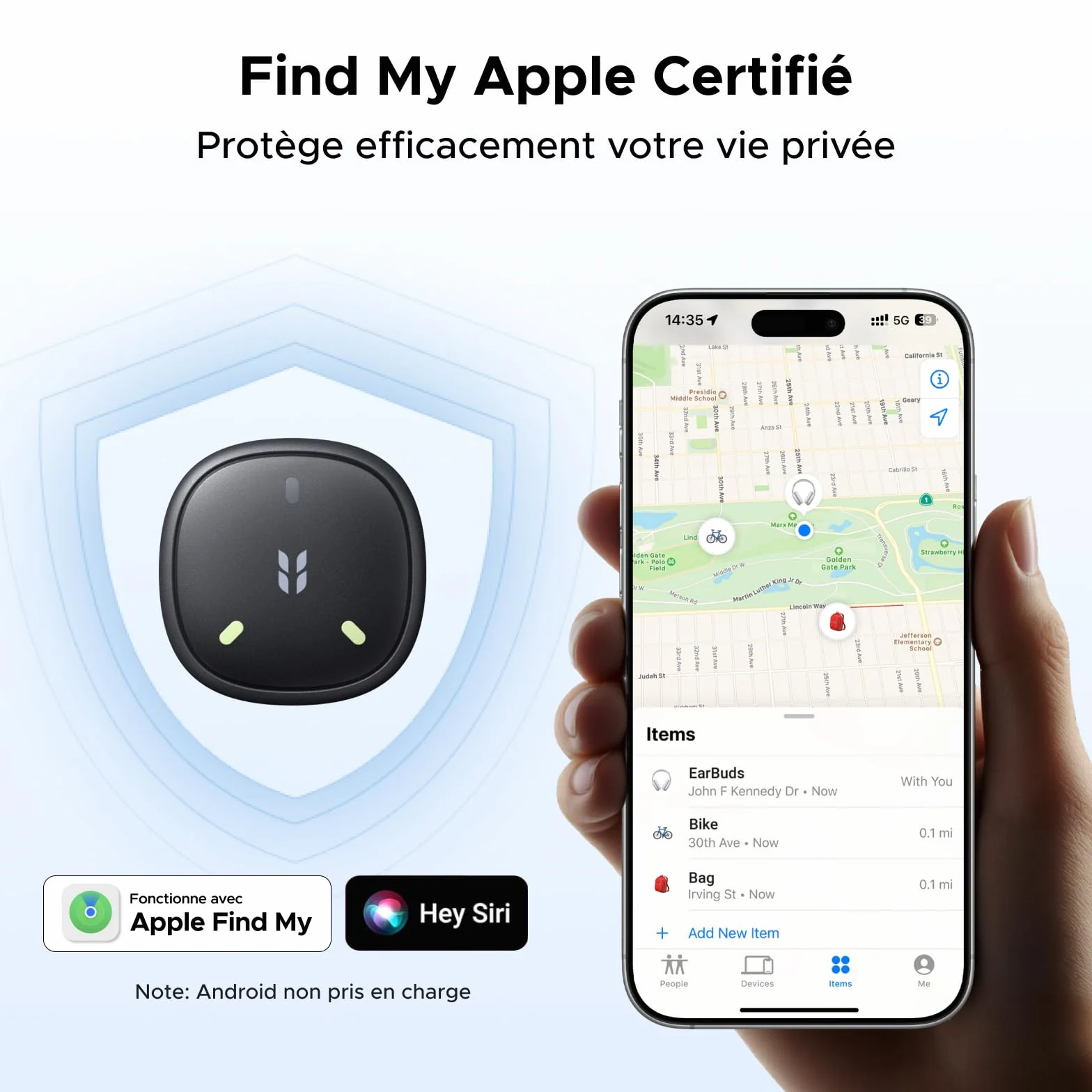 UGREEN FineTrack Mini 2 Finder Tag 110dB Fluorescence IP68 Traceur Fonctionne avec Find My iOS Uniquement 7 Ans Batterie Localisateur d'Objets Bluetooth pour Clés Portefeuilles Bagage Sacs Lot de 4