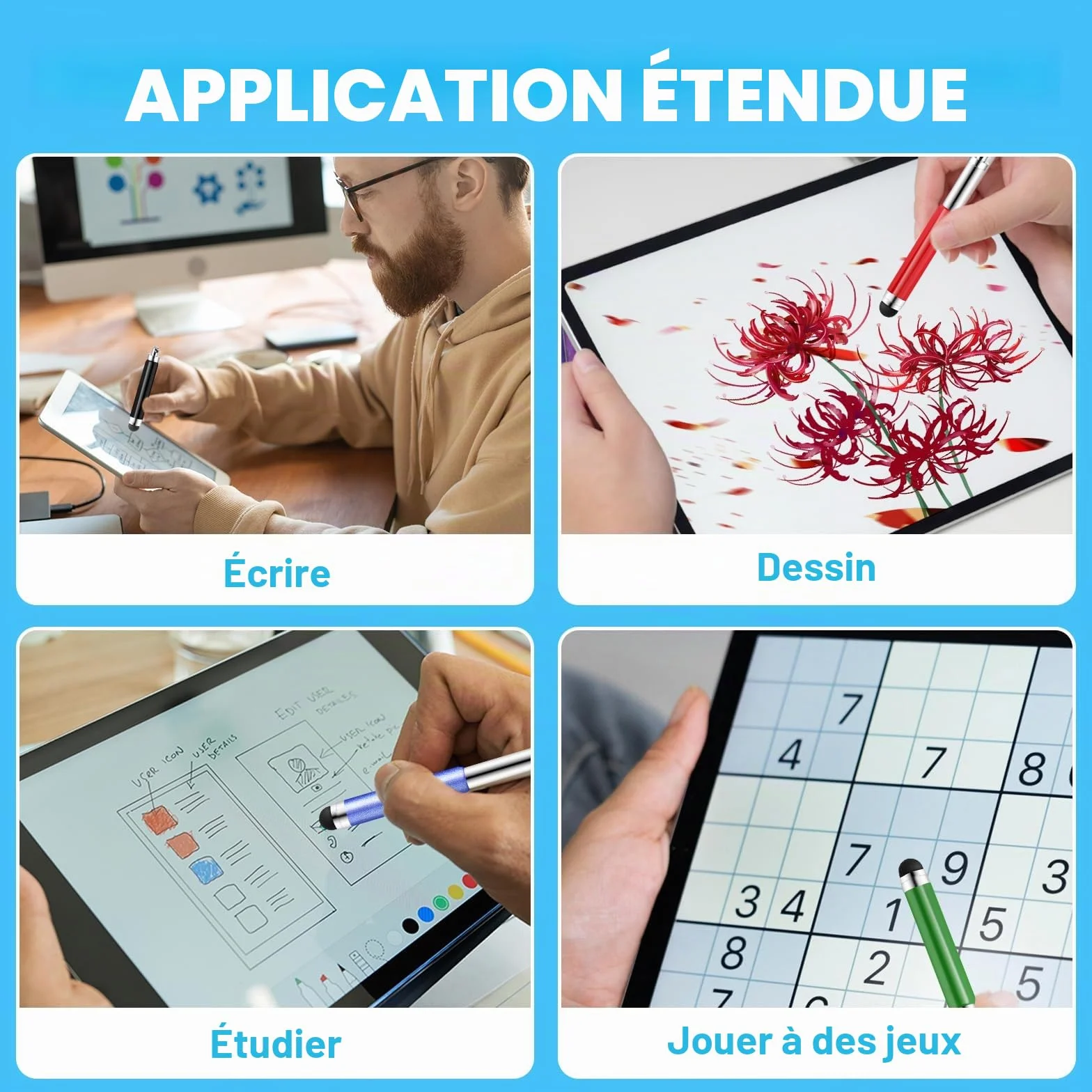 Lot de 10 mini stylets de haute précision pour écrans tactiles pour tous les smartphones, téléphones portables, tablettes et appareils à écran tactile universels