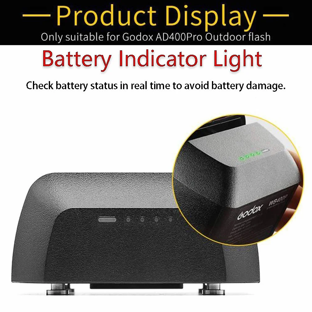 Godox WB400P Rechargeable Batterie au Lithium, 21.6V/2600mAh/56.16Wh pour Godox AD400Pro AD400ProII 400ws TTL 2.4G Flash de Studio