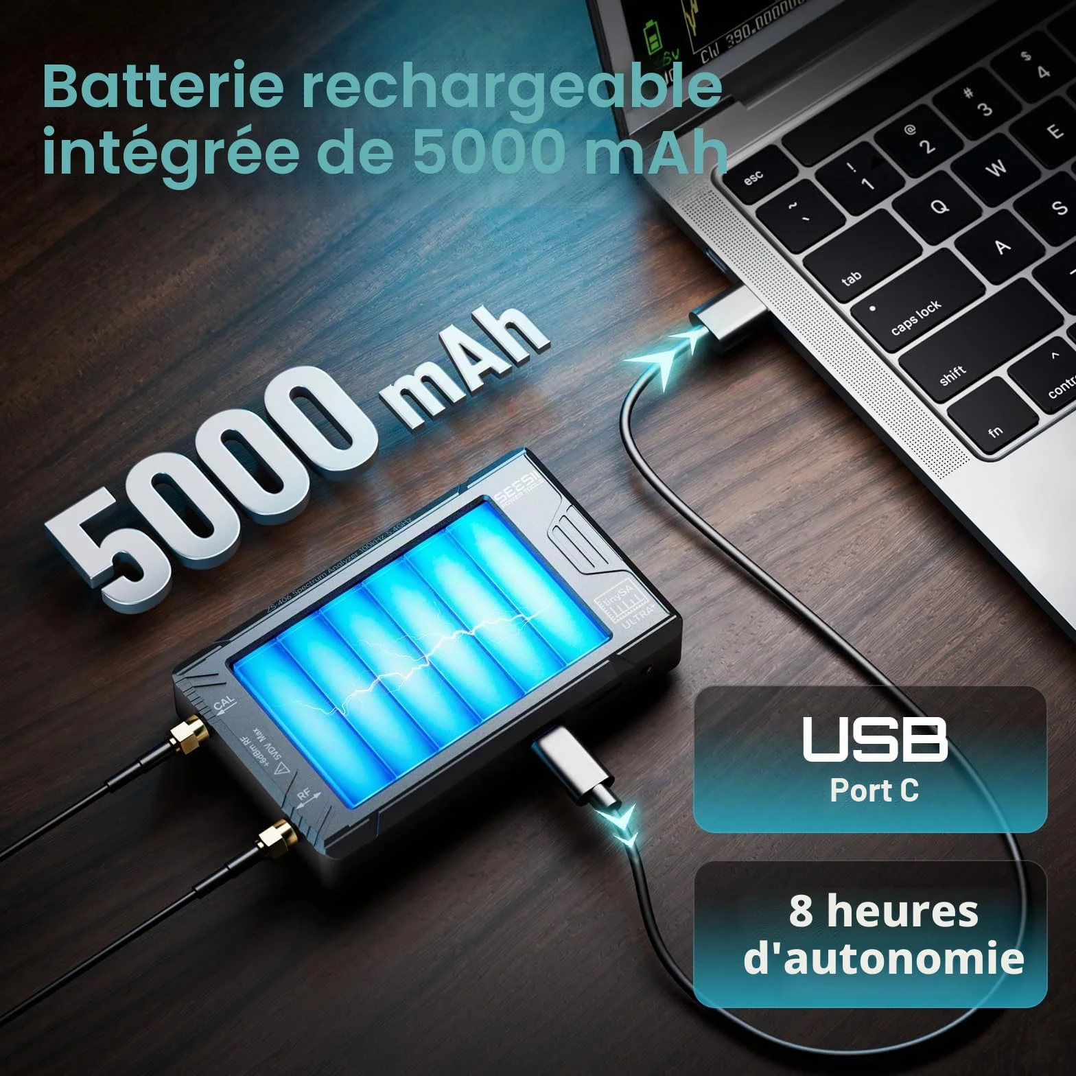 SEESII TinySA Ultra+ ZS406, Analyseur de Spectre 4,0 pouces, 100kHz-5,4GHz, Analyseur Portable avec Carte 32Go, Générateur de Signaux 2-en-1, Entrée MF/HF/VHF/UHF, V0.4.6.1, Version 2025
