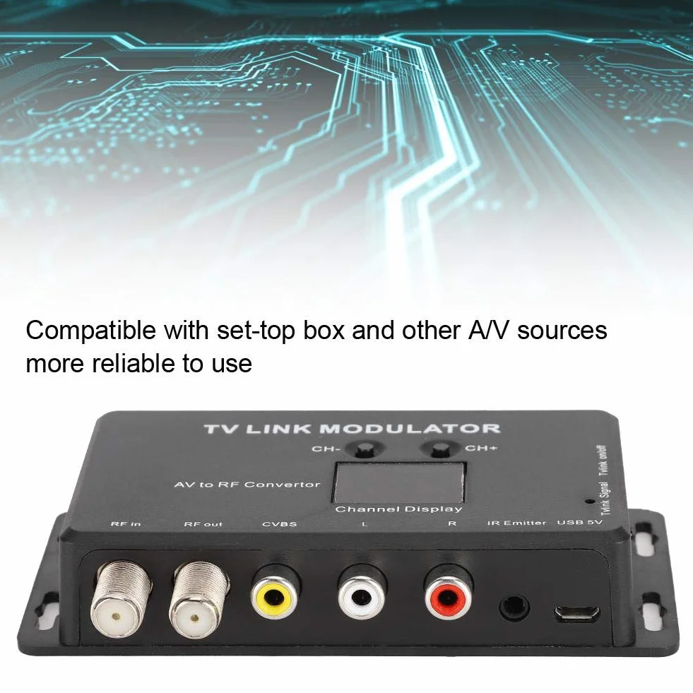 Modulateur IR Tm70 UHF TV Link Convertisseur AV vers RF Adaptateur d'extension IR avec Affichage de Canal