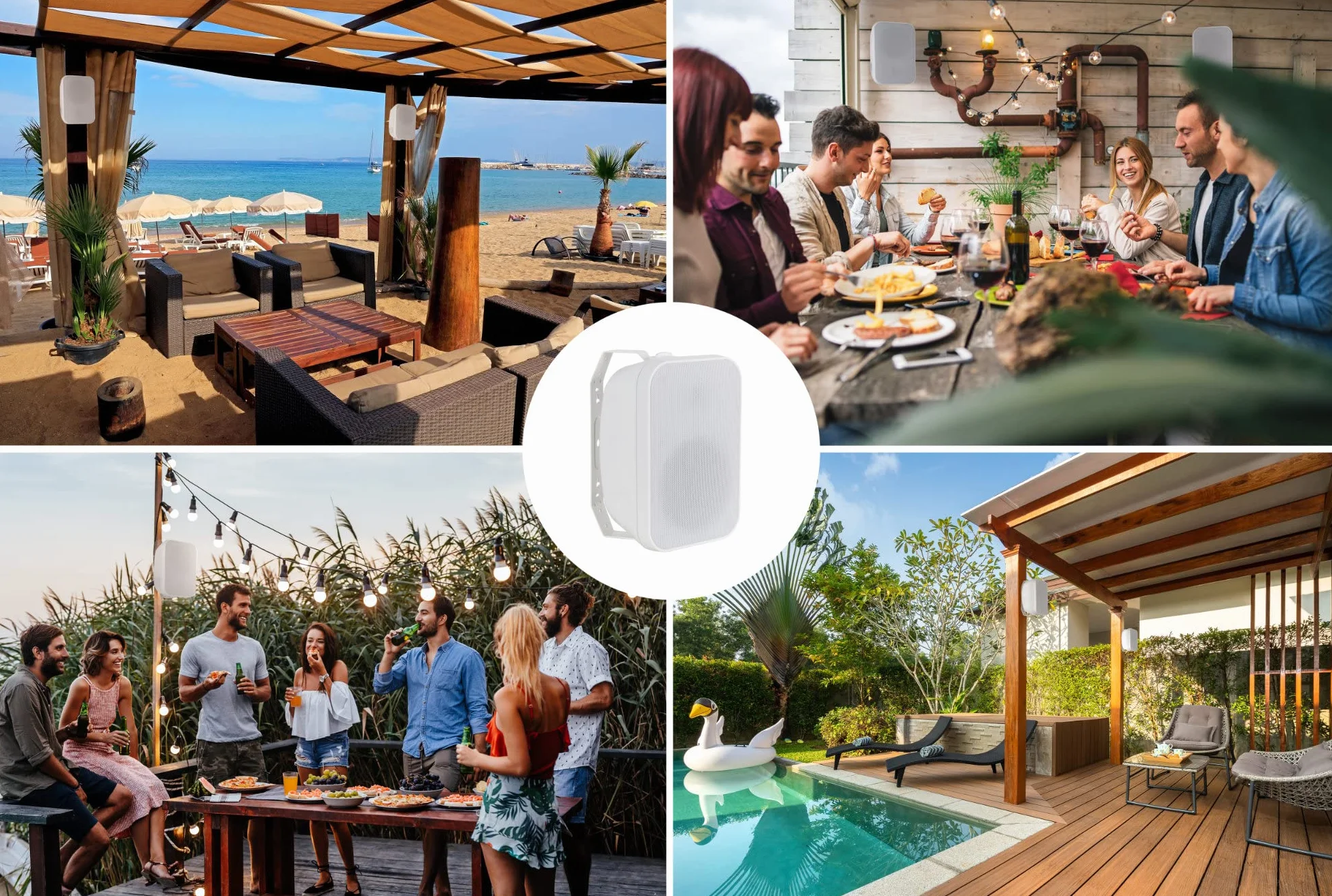 McGrey OLS-651WH Enceintes Extérieures Lot de 2 - Système Deux Voies - IP56 - pour Restaurant, Biergarten, Terrasse & Jardin - Woofer 6,5" et Tweeter 1" - 60 Watts - Compatible 70/100V - Blanc
