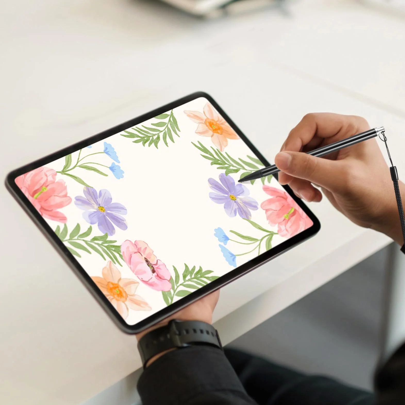 OSALADI Stylet Résistif avec Dragonne et Support pour Écrans Tactiles Stylo de Précision