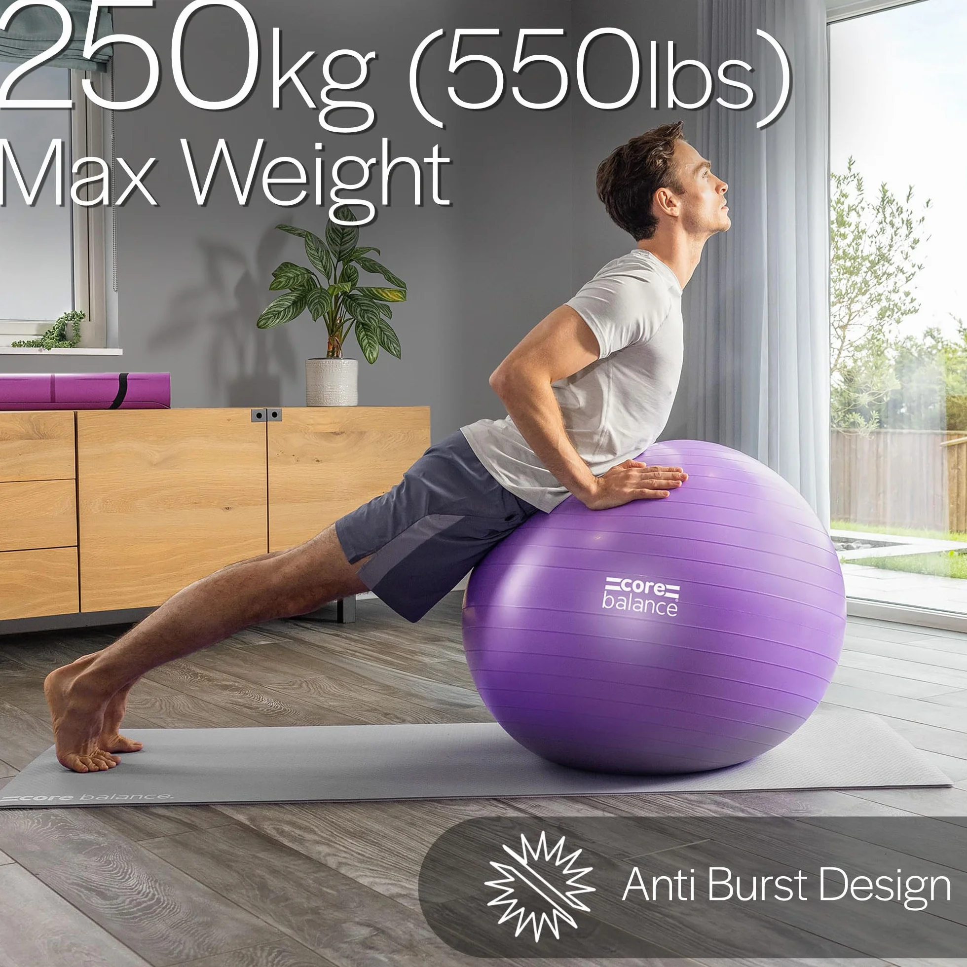 Ballon de Grossesse Anti-éclatement Core Balance avec Pompe - Ballon Pilates Violet