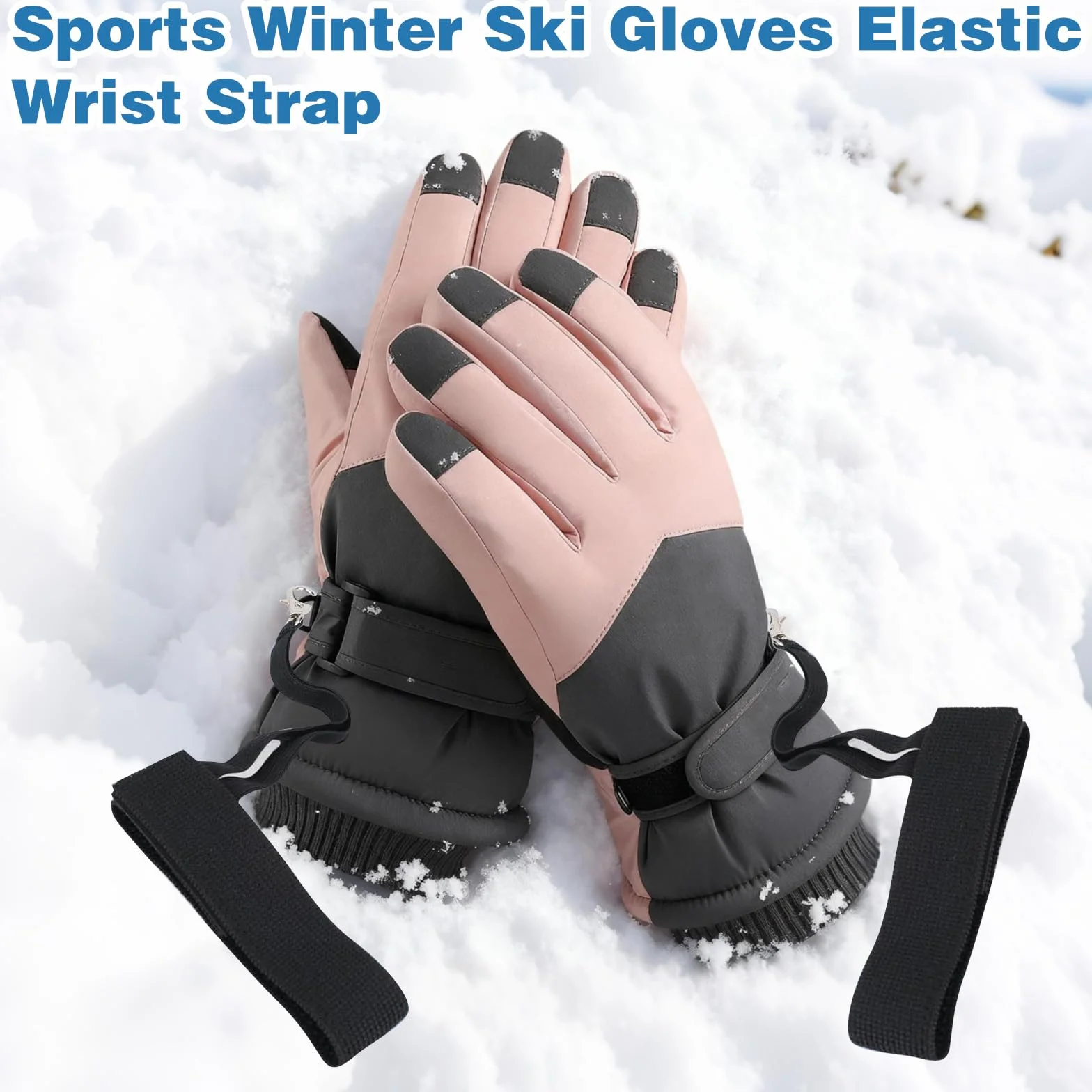 Gants de Ski d'hiver 4 pièces avec dragonne élastique pour Hommes Alpinisme Snowboard Plein air