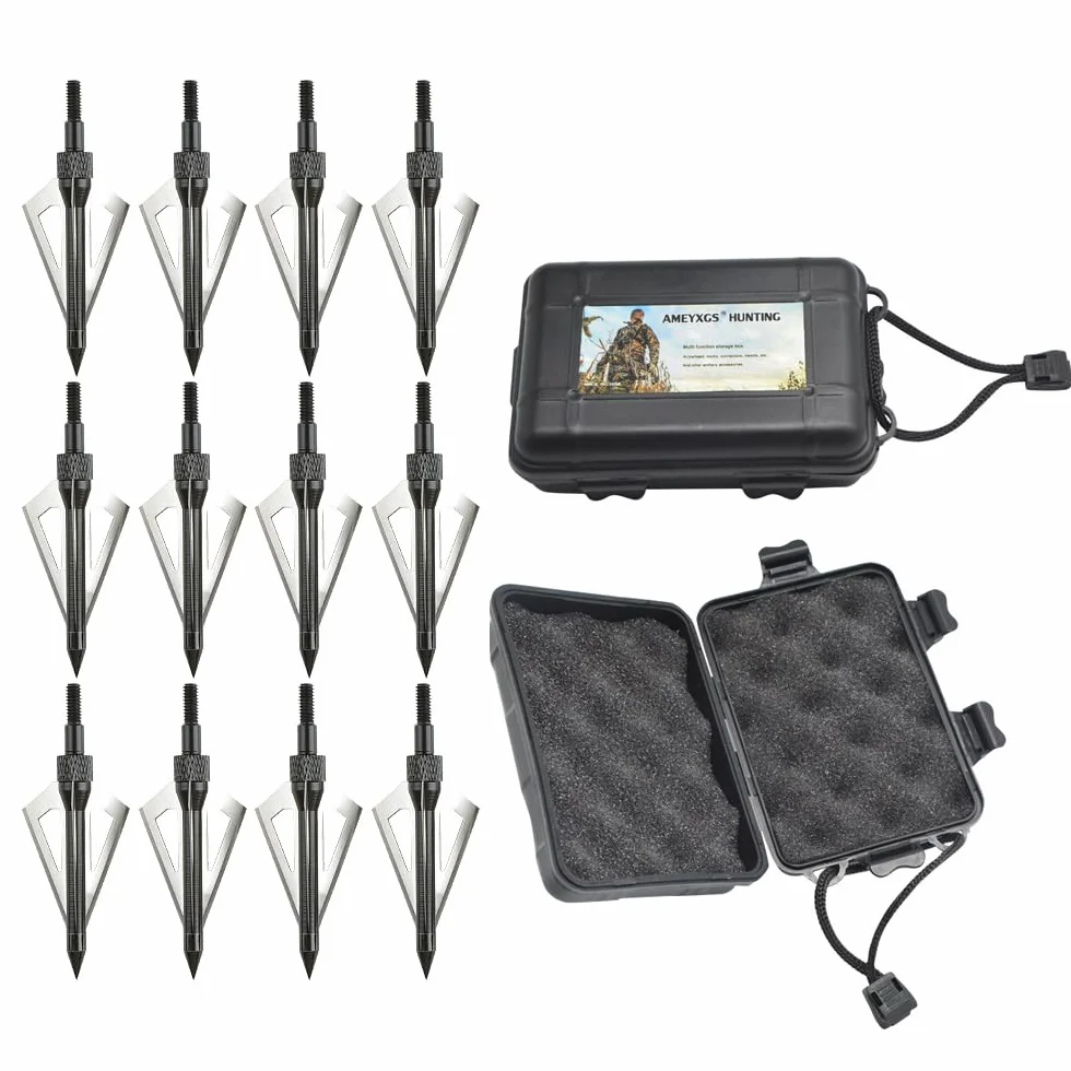Pointes de Flèches 100 Grain Broadheads Tir à l'arc Conseils avec Boîte Chasse