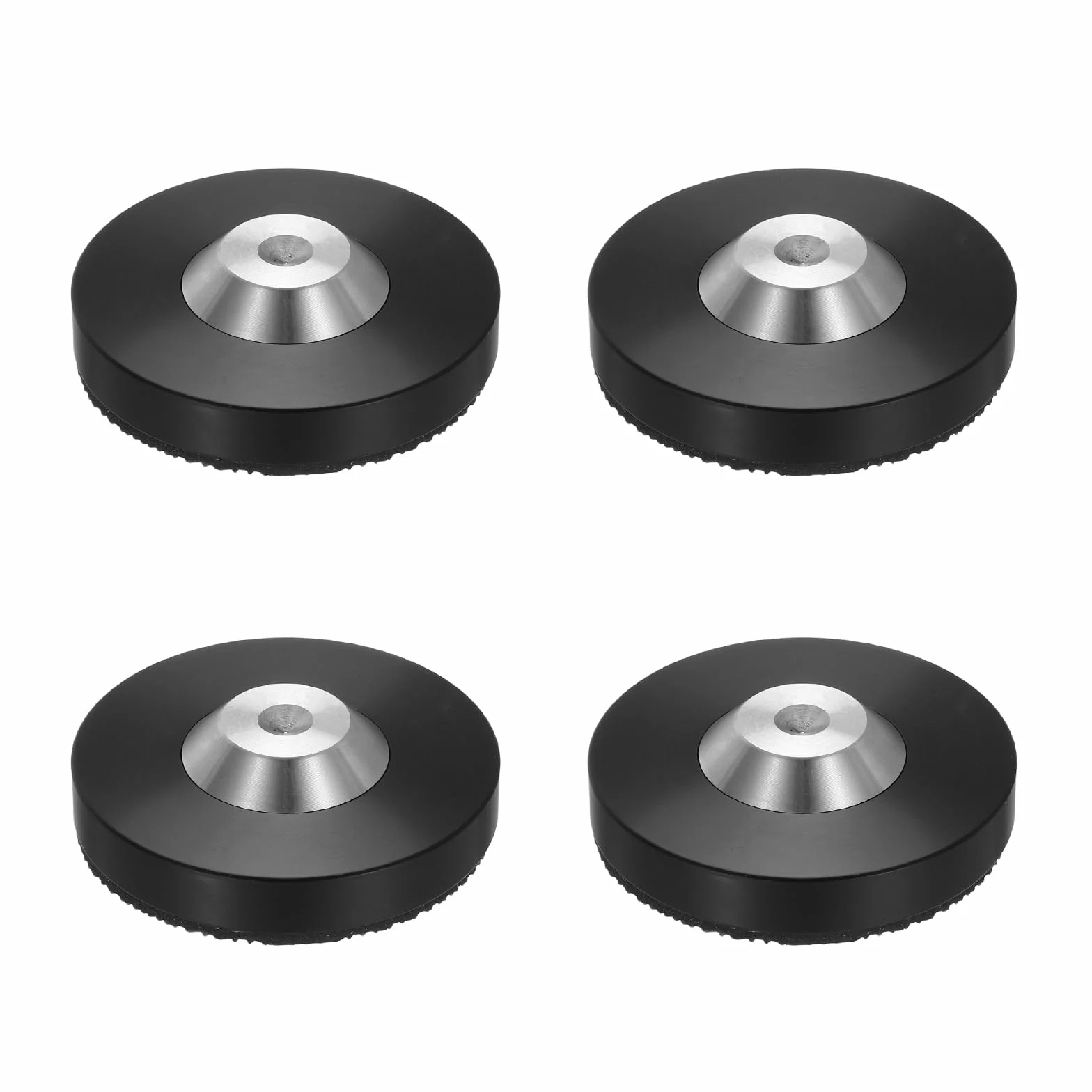 QUARKZMAN 4 Pcs Pieds D'isolation pour Enceintes Noirs, 49x13mm Base en Acier Inoxydable Anti-Vibration Support pour Amplificateur Tapis Anti-Vibration pour Système Audio CD Home Theater
