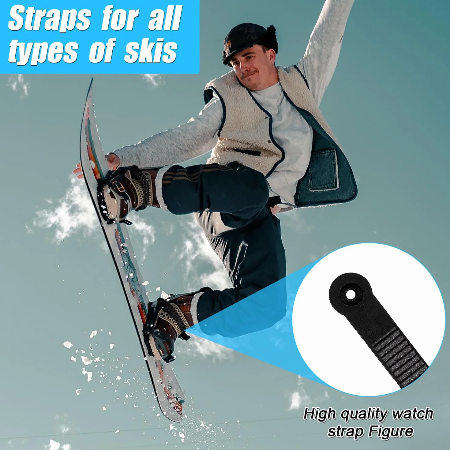 Lot de 8 Attacchi Snowboard, Sangles d'Échelle de Remplacement pour Fixations