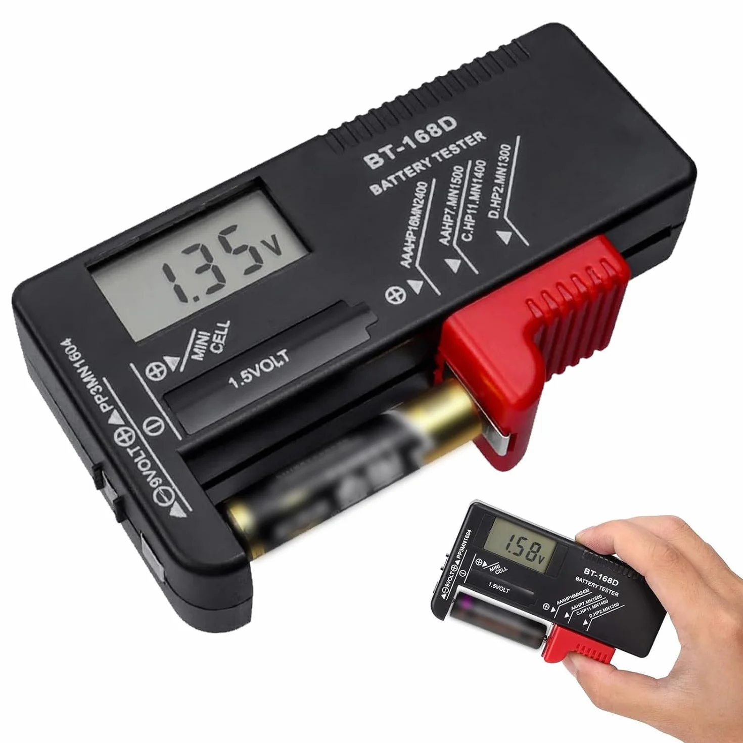 Testeur de Piles Universel BT-168D Numérique pour AA AAA C 9V Bouton