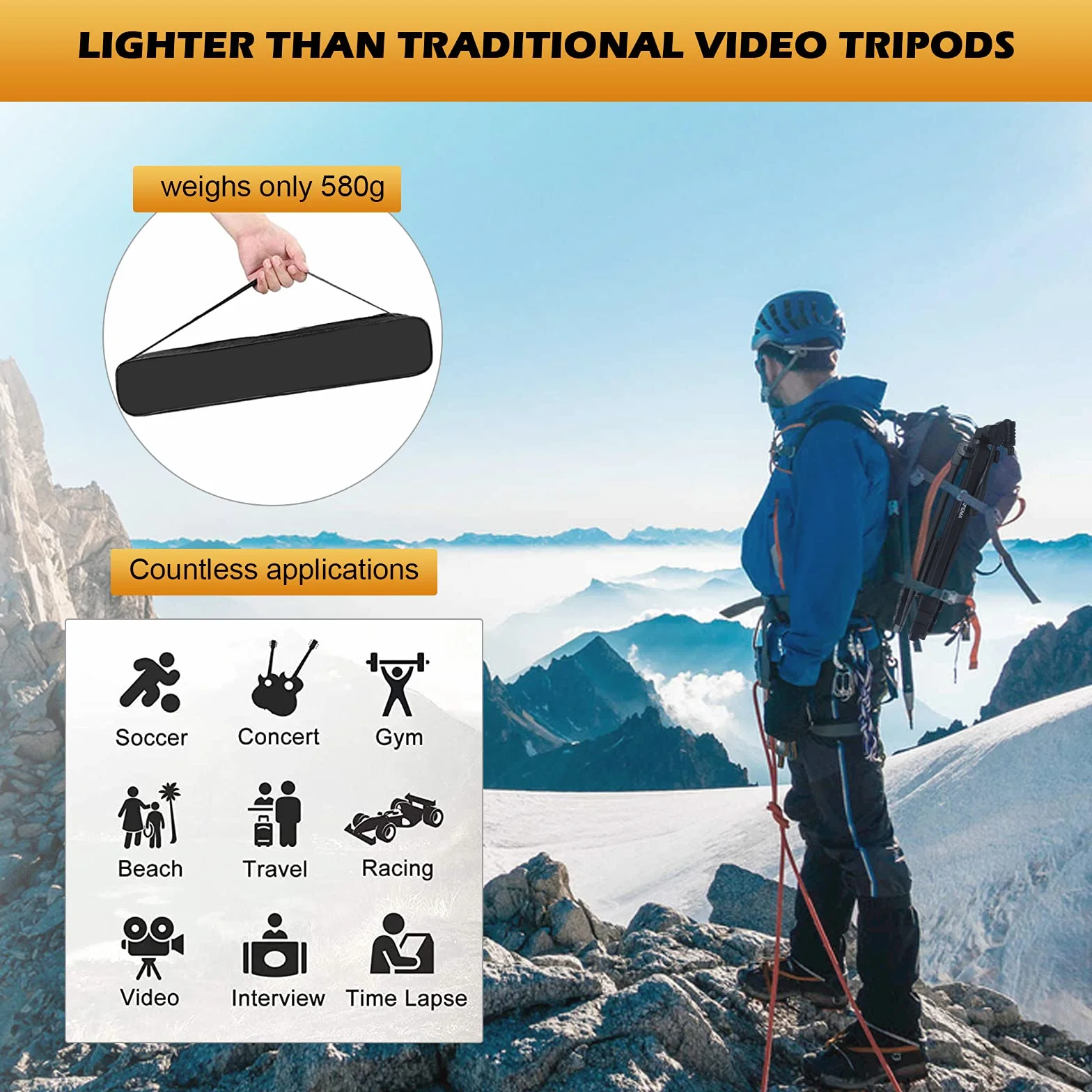 GRIFEMA Trepied Smartphone Pied Appareil Photo Pliable, 55”/140cm Alluminio Trepied Telephone avec Télécommande bluetooth et Support de fixation, Compatible avec iPhone/Android/Appareil Photo, GB1001