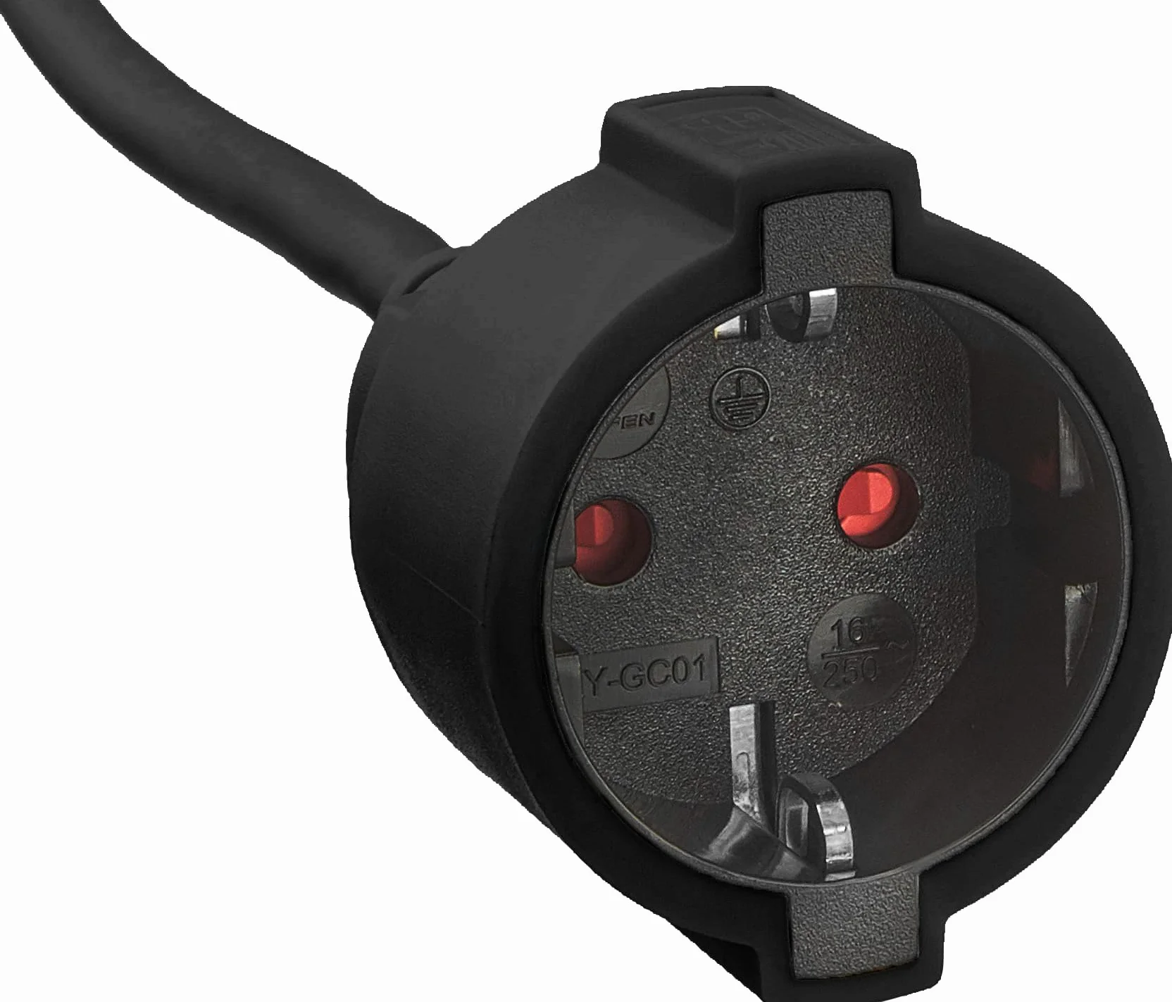 Meister Rallonge de Contact de Protection - Câble de 2 m - Noir - Câble en Plastique - IP20 - Intérieur - Couplage avec Protection de Contact - Rallonge Schuko - 7432220