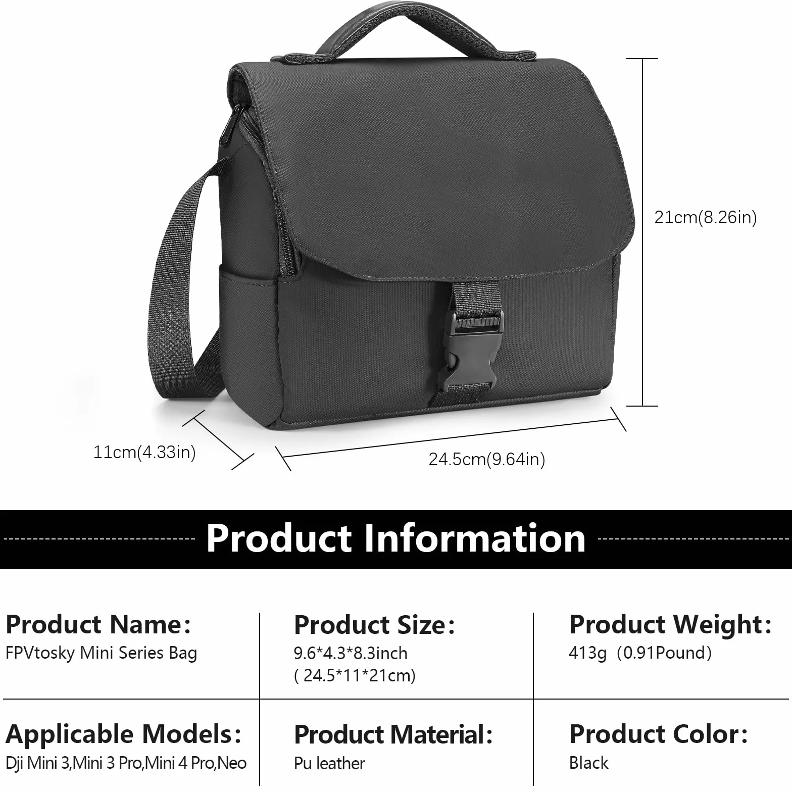 FPVtosky Mini Sac de Voyage pour DJI Lito 1, Lito X1, Flip, Neo 2, Mini 5 Pro, 3, 4 Pro, RC 2, Batteries et Accessoires