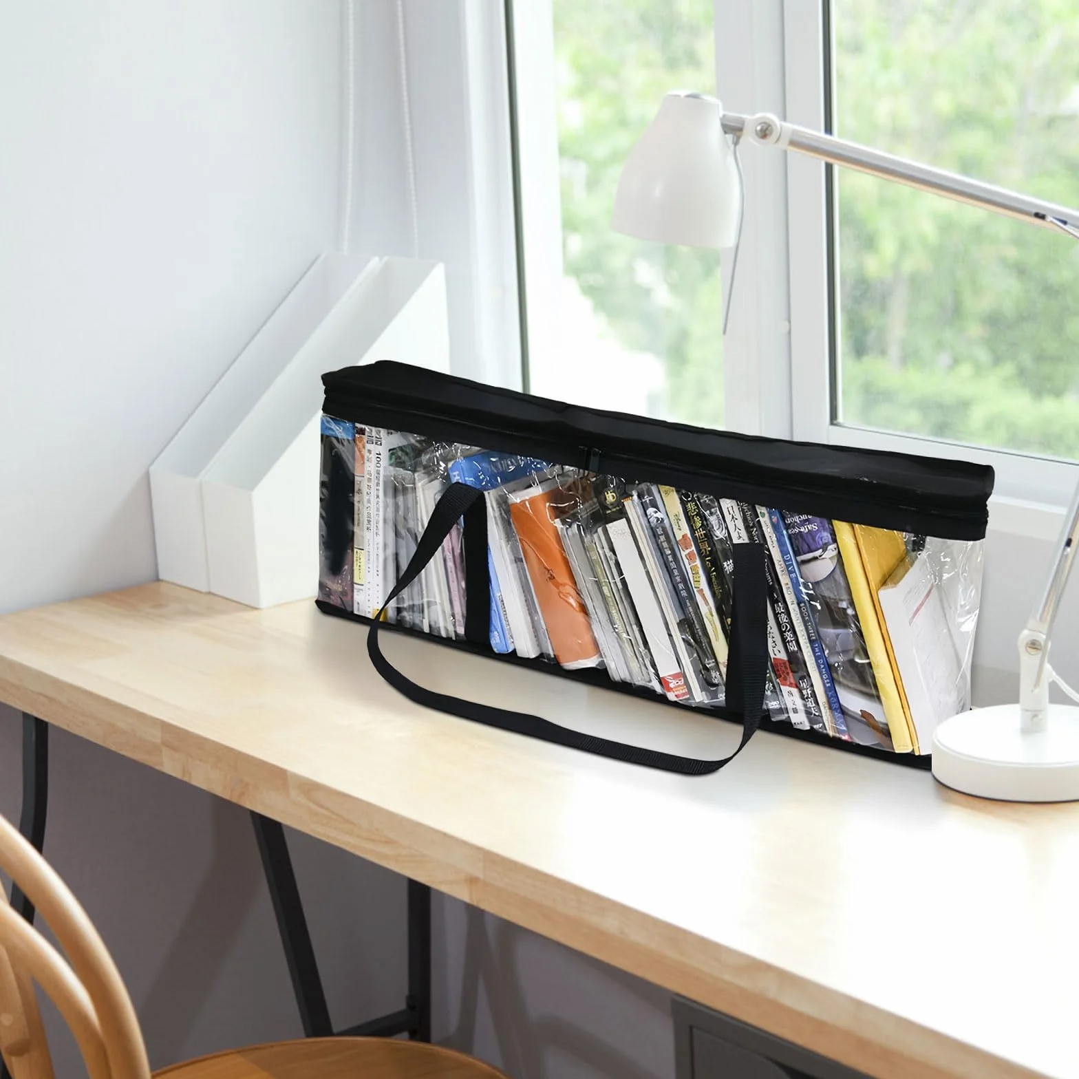 Sac de Rangement Portable pour CD/DVD avec Poignées, Étui PVC Transparent, Lot de 2