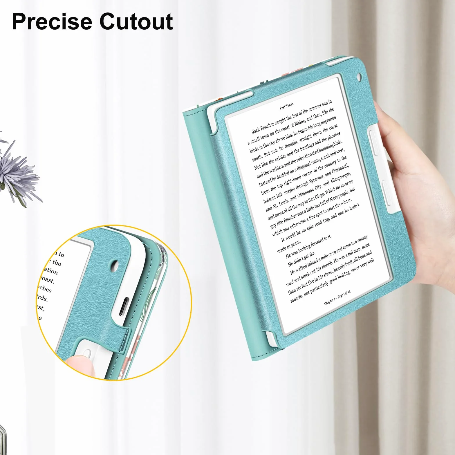 FINTIE Étui Compatible avec 7" Kobo Libra Colour 2024 / Kobo Libra 2 2021 (Modèle: N428 / N418), Coque Liseuse avec Béquille et Fente pour Carte et Dragonne, Fleur Printanière