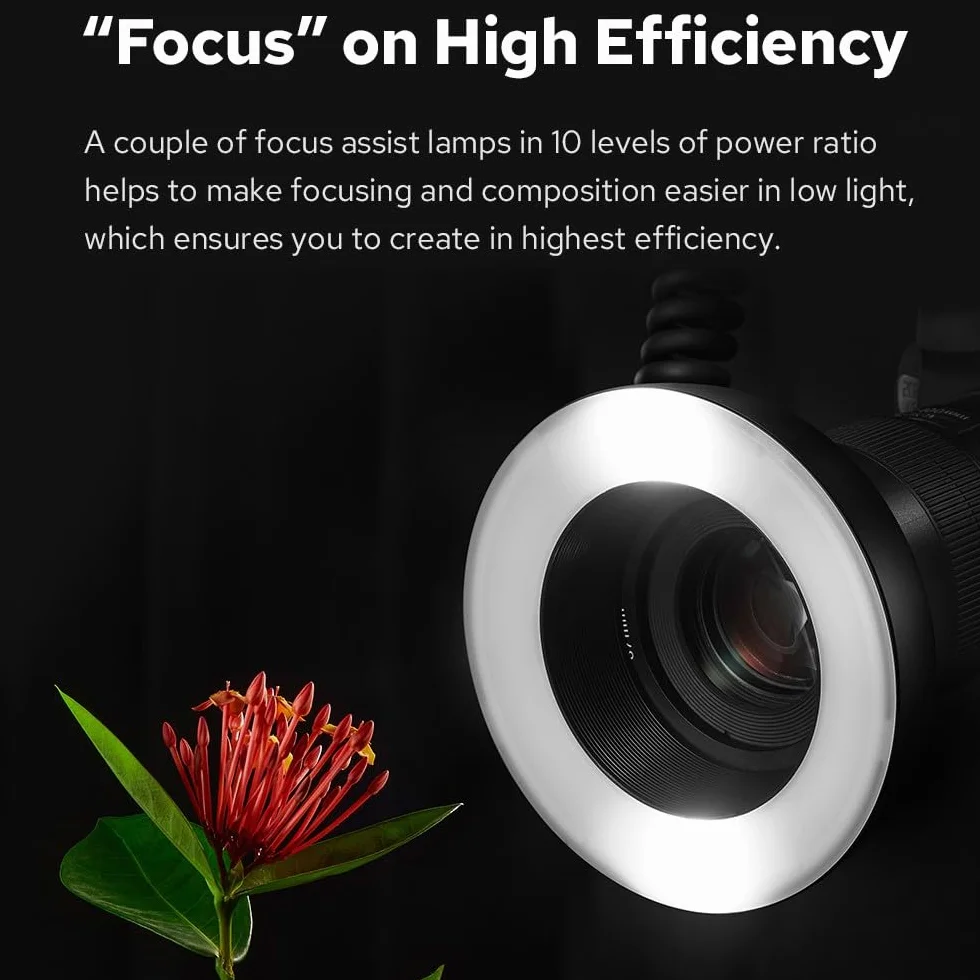 Godox MF-R76 LED Micro Ring Flash avec Batterie Li-ION 2600 mAh et Anneaux Adaptateurs d'affichage LCD pour Canon Sony Nikon Fuji Olympus Panasonic Pentax Flash Speedlight Speedlite Light