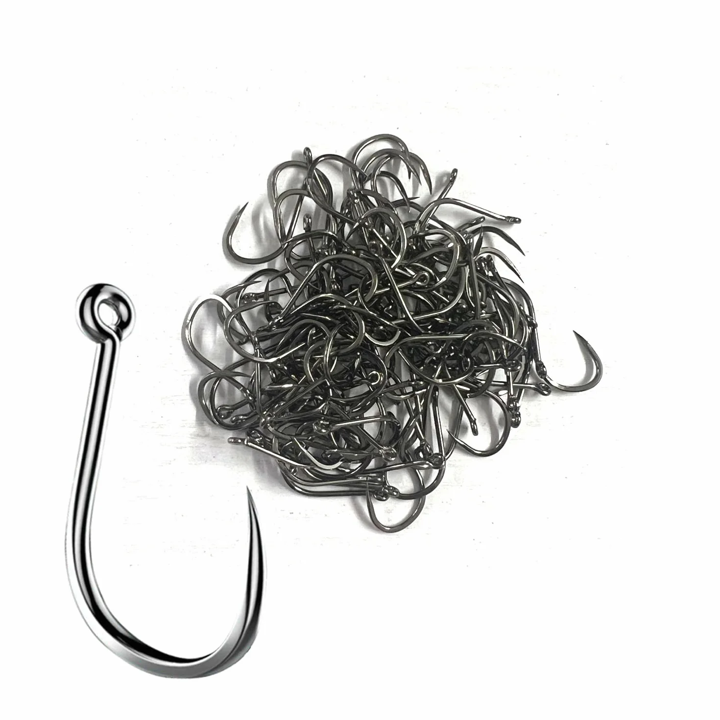 Ensemble Combiné D'Hameçons de Pêche sans Ardillons en Acier au Carbone 100-250 Pièces pour Rivières Lacs Océans Étangs