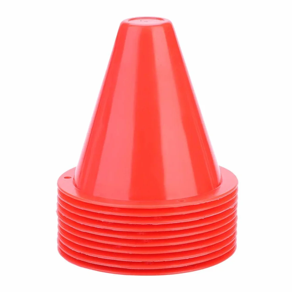 Cônes de trafic d'entraînement 10 pcs Football Cônes Marqueurs Barrières Plastique Accessoire