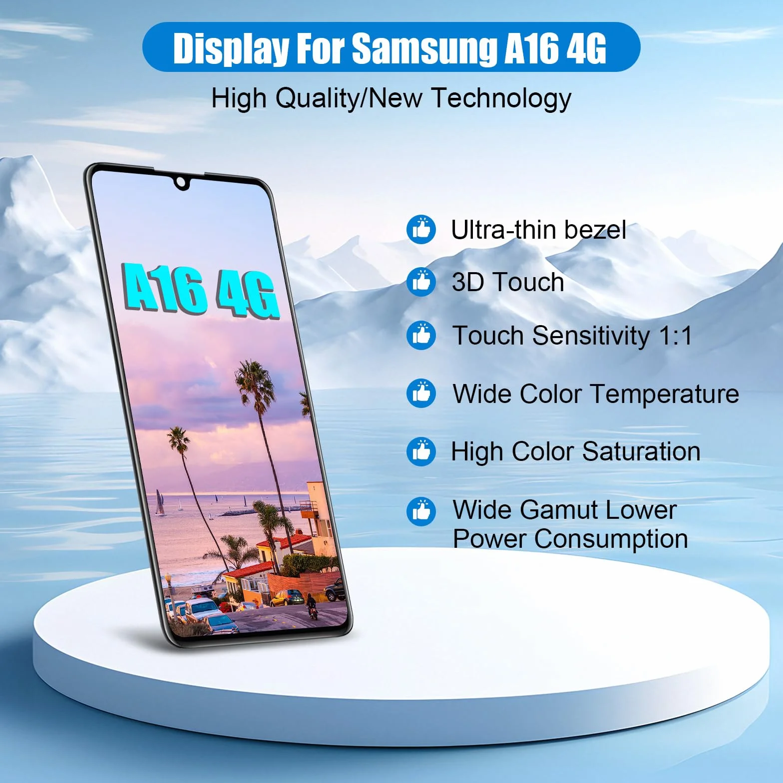 DTD Écran pour Samsung Galaxy A16 4G A165F/A165M LCD Remplacement d'Écran Numériseur Écran Tactile Monté Remplacement avec Outils (Noir avec Cadre)