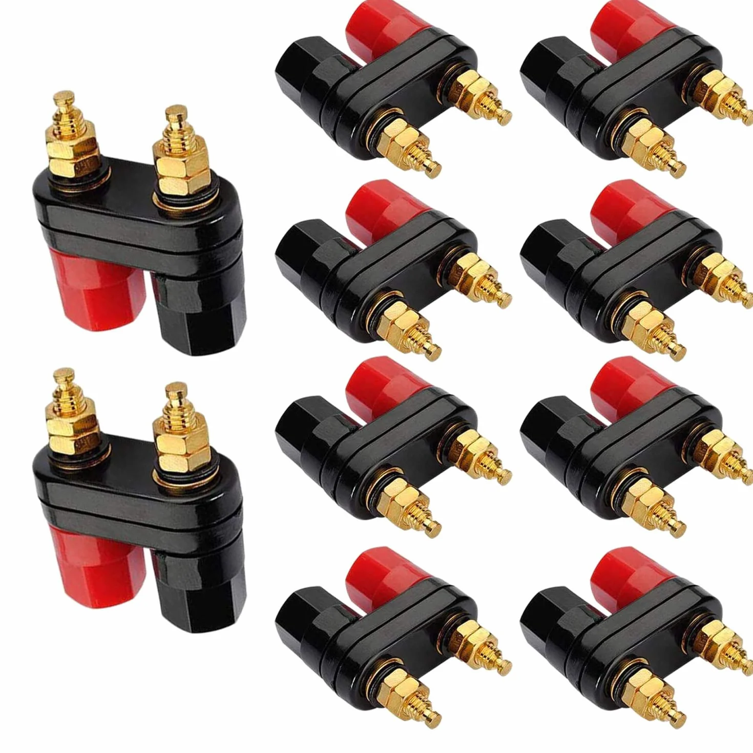 RUNCCI-YUN 10 Pairs 2-voies Amplificateur de Puissance, Audio Fiche Prise Banane Femelle bornier haut parleur(Noir et Rouge)