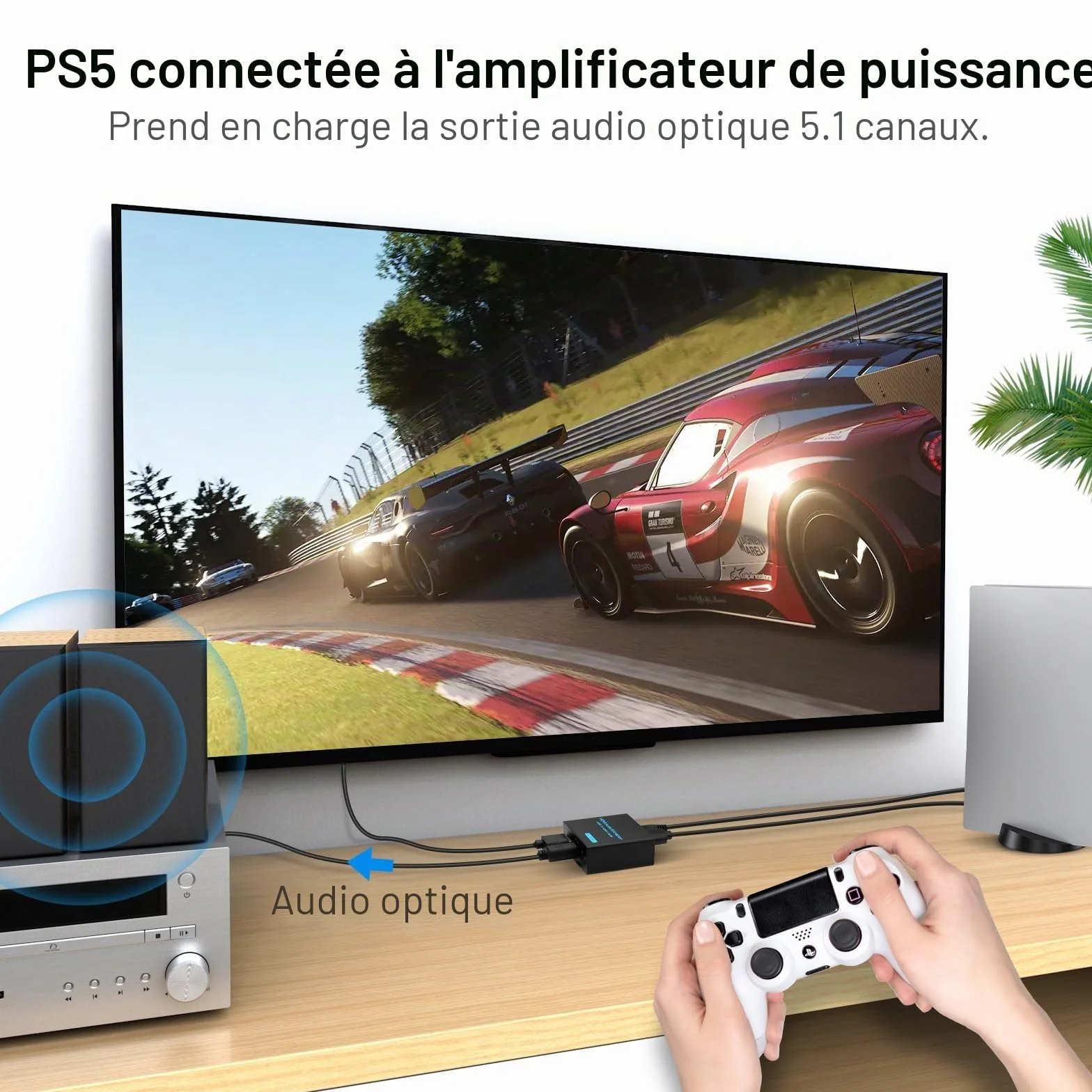 VEDINDUST 4K HDMI Optical Adapter Audio Splitter Extractorvers SPDIF TOSLINK Optique et Audio Stéréo 3.5 mm pour Blu-Ray DVD Xbox HDTV PS4 PS5 Home Cinéma