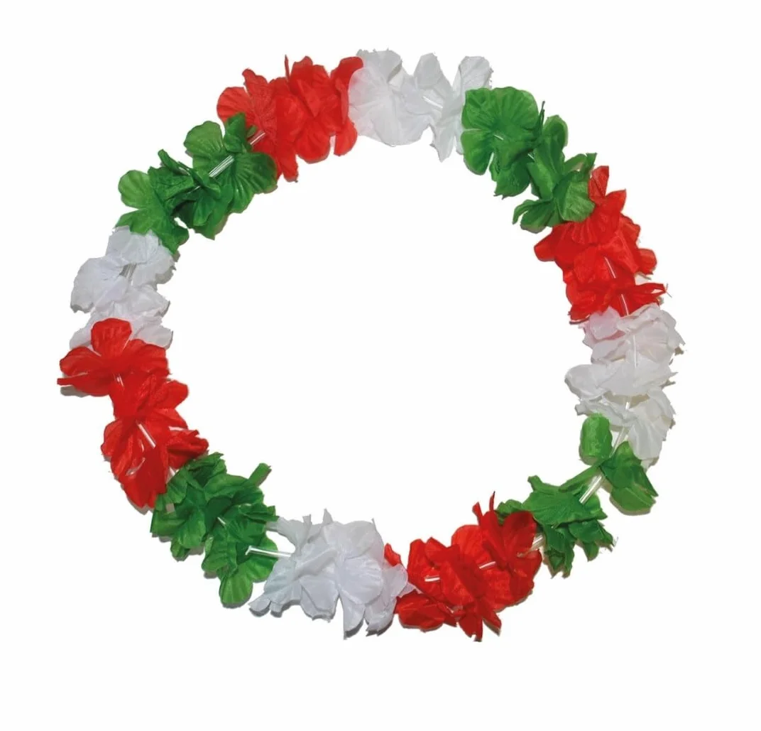 Collier hawaïen drapeau Italie vert blanc rouge football sport