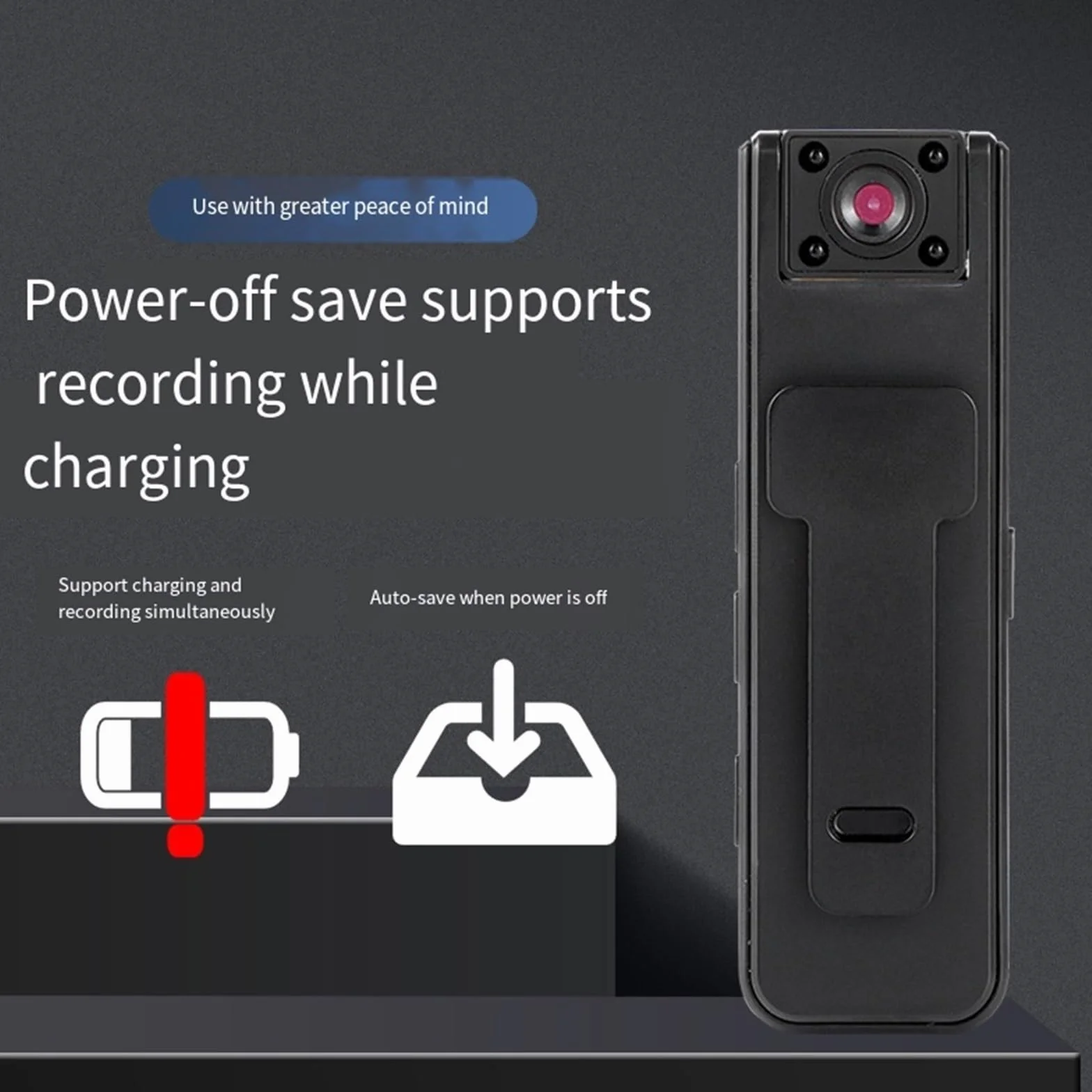 Dodorado Enregistreur Audio Vidéo Sport Ultra HD 2 en 1 Caméra d'Action Grand Angle 1080p Vision Nocturne Autonomie 5 h Caméra Corporelle Portable Clipser