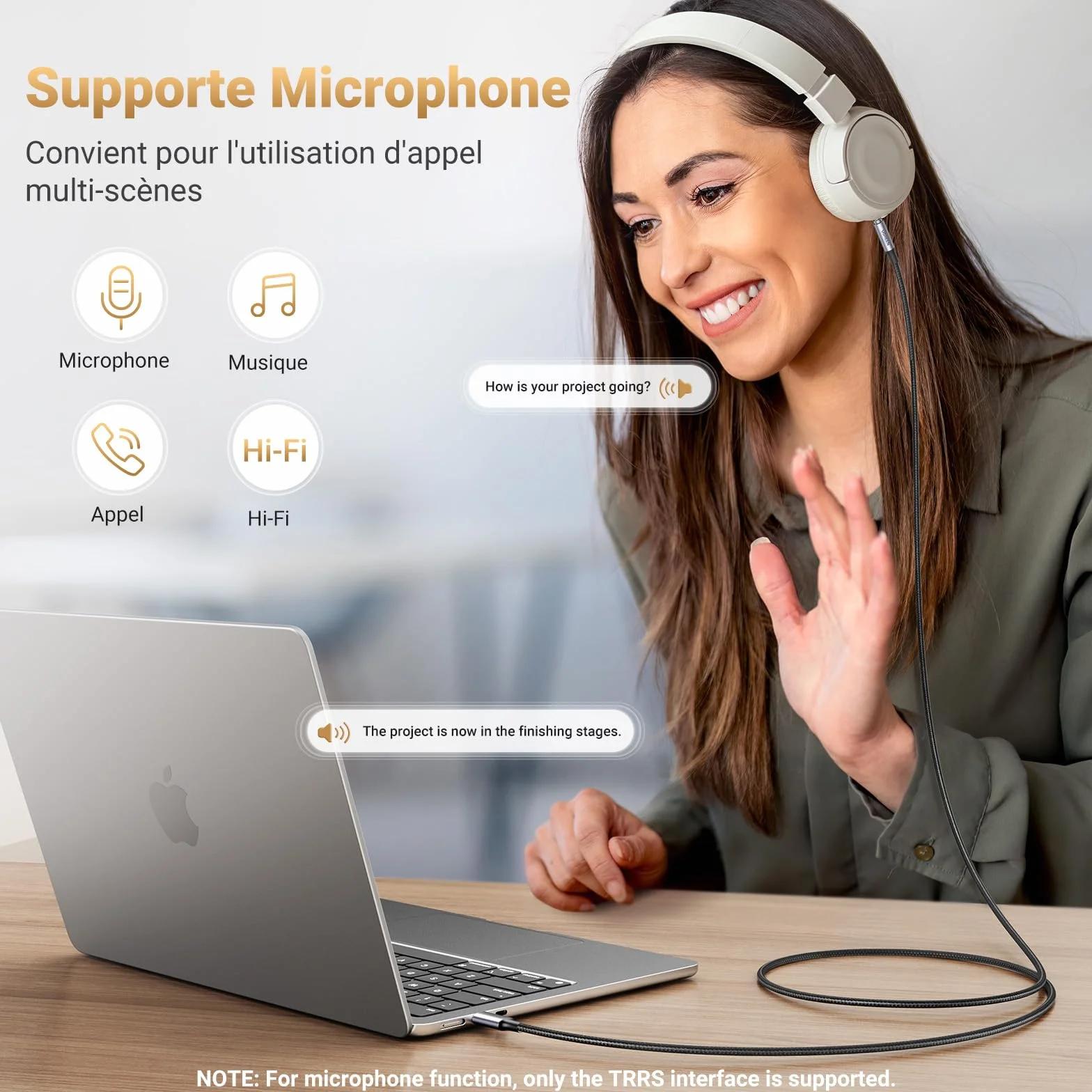 UGREEN Câble USB C vers Jack 3.5mm TRRS Non-bidirectionnel Casque Micro Hi-Fi DAC 4 Pôles Compatible iPhone 17 Pro Max Air 16 Pro Max Plus 15 Galaxy S25 S24 S23 Pixel 9 8 7 iPad Air 1M