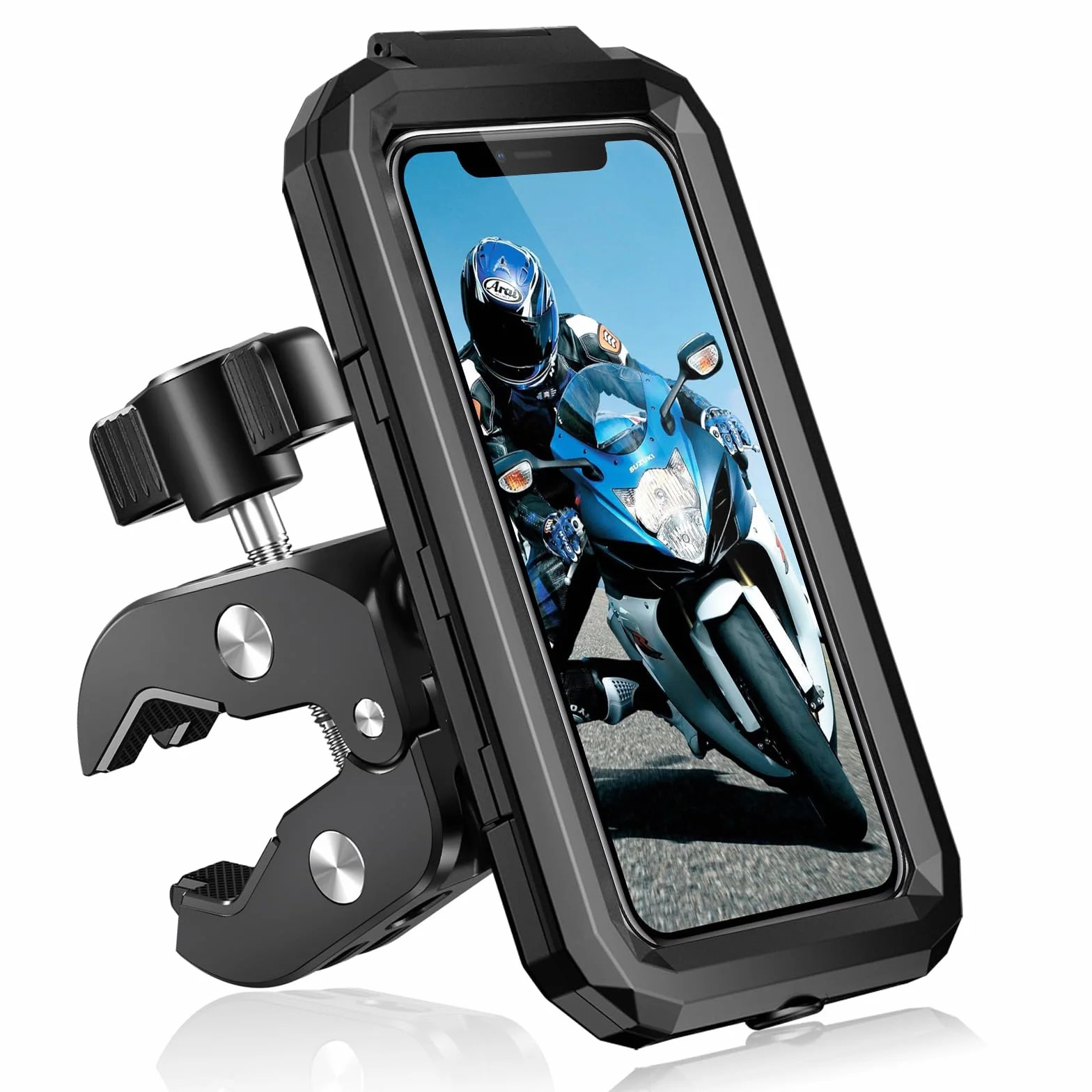 Support Téléphone Vélo Universel Étanche 360° Rotation Anti Vibration Porte Smartphone Guidon pour 5,5-7,0 Pouces