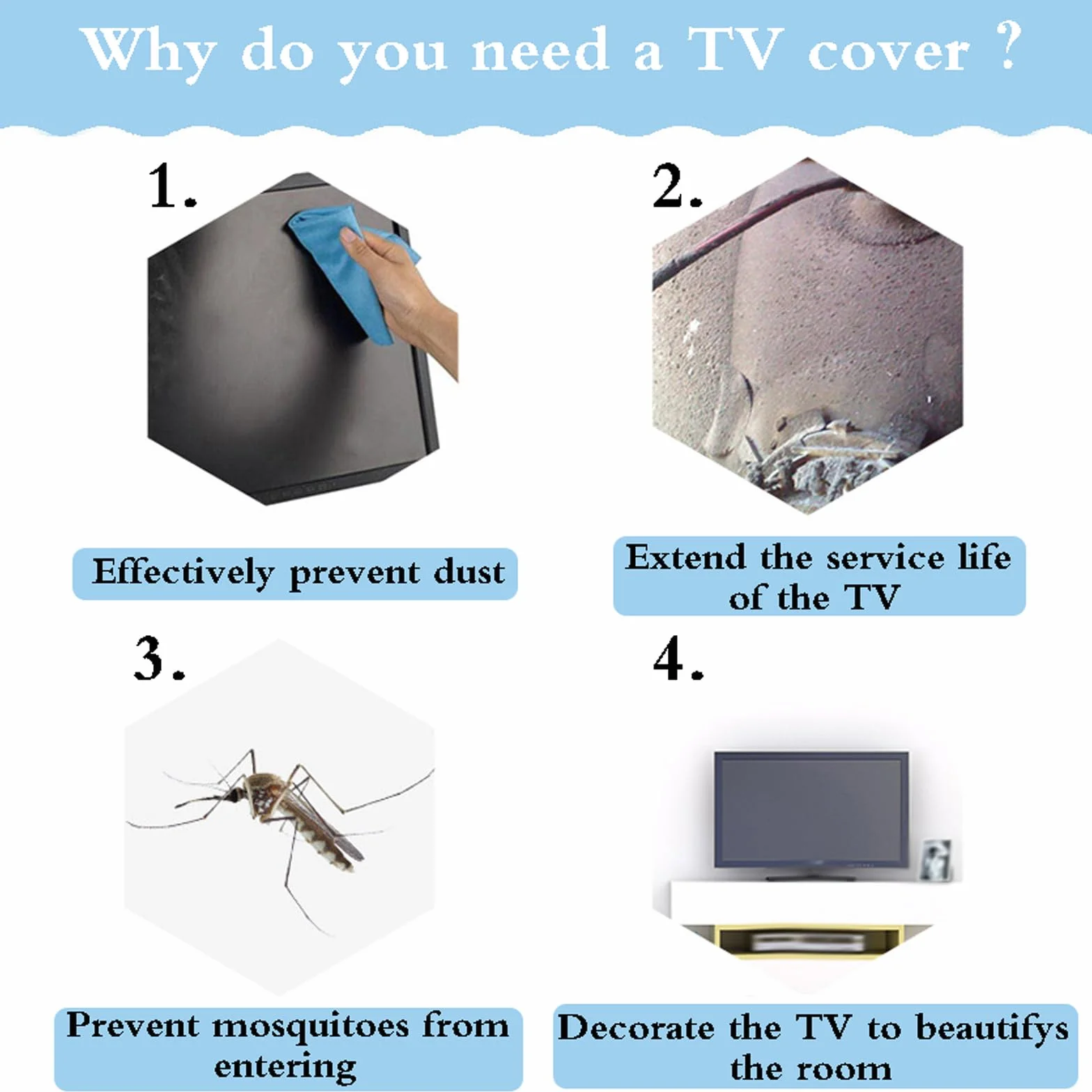 Couverture De TéLéVision,Cache-PoussièRe pour TéLéViseur,Housse De Protection De L'éCran De TéLéVision,Couverture De TéLéVision De Paysage,Anti-PoussièRe,pour 32 à 80 Pouces