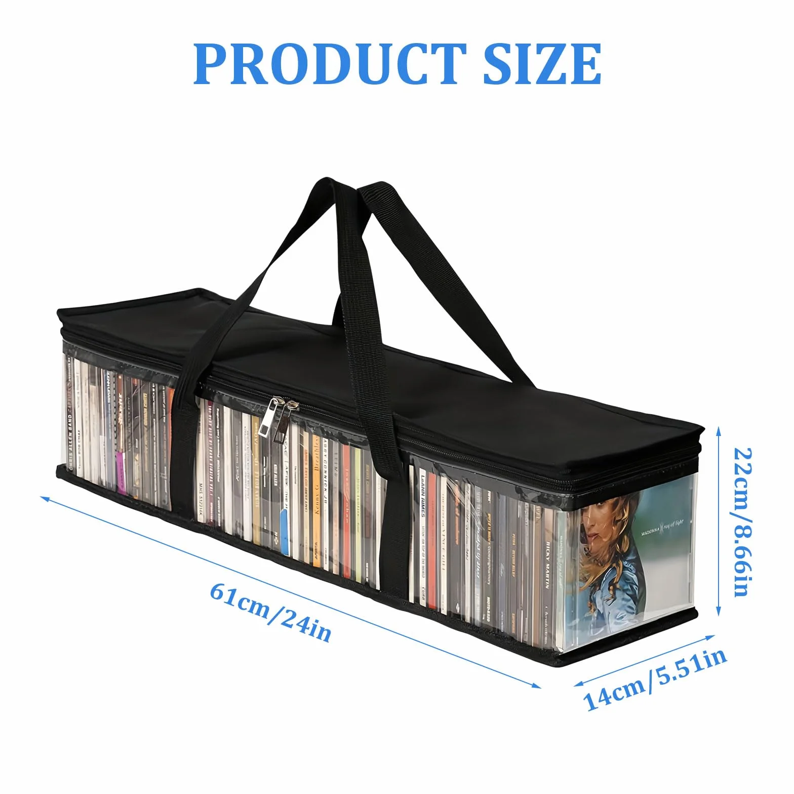 Sac de Rangement Portable pour CD/DVD avec Poignées, Étui PVC Transparent, Lot de 2