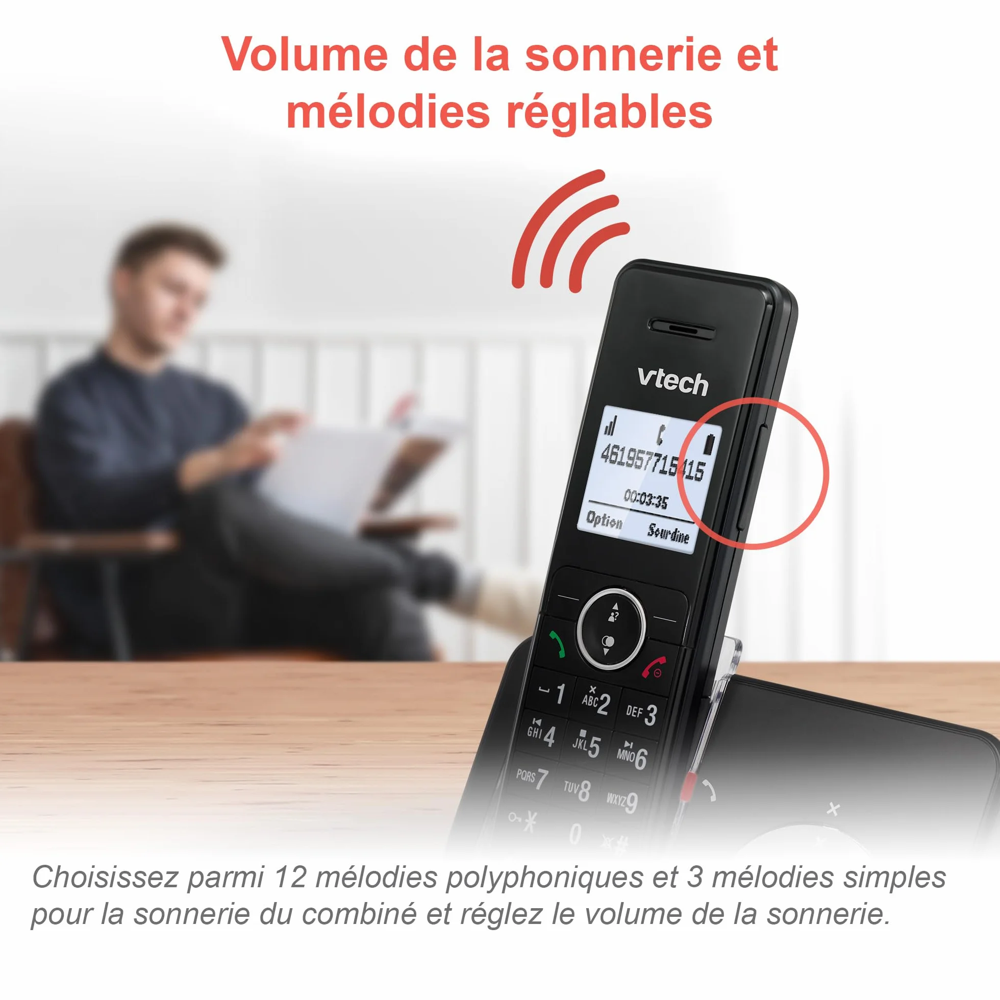 VTech MS3050 Téléphone Fixe sans Fil DECT avec Blocage d'appel, répondeur, Identification de l'appelant/Appel en Attente, amplificateur de Volume, Haut-Parleur Mains Libres, numérotation Rapide