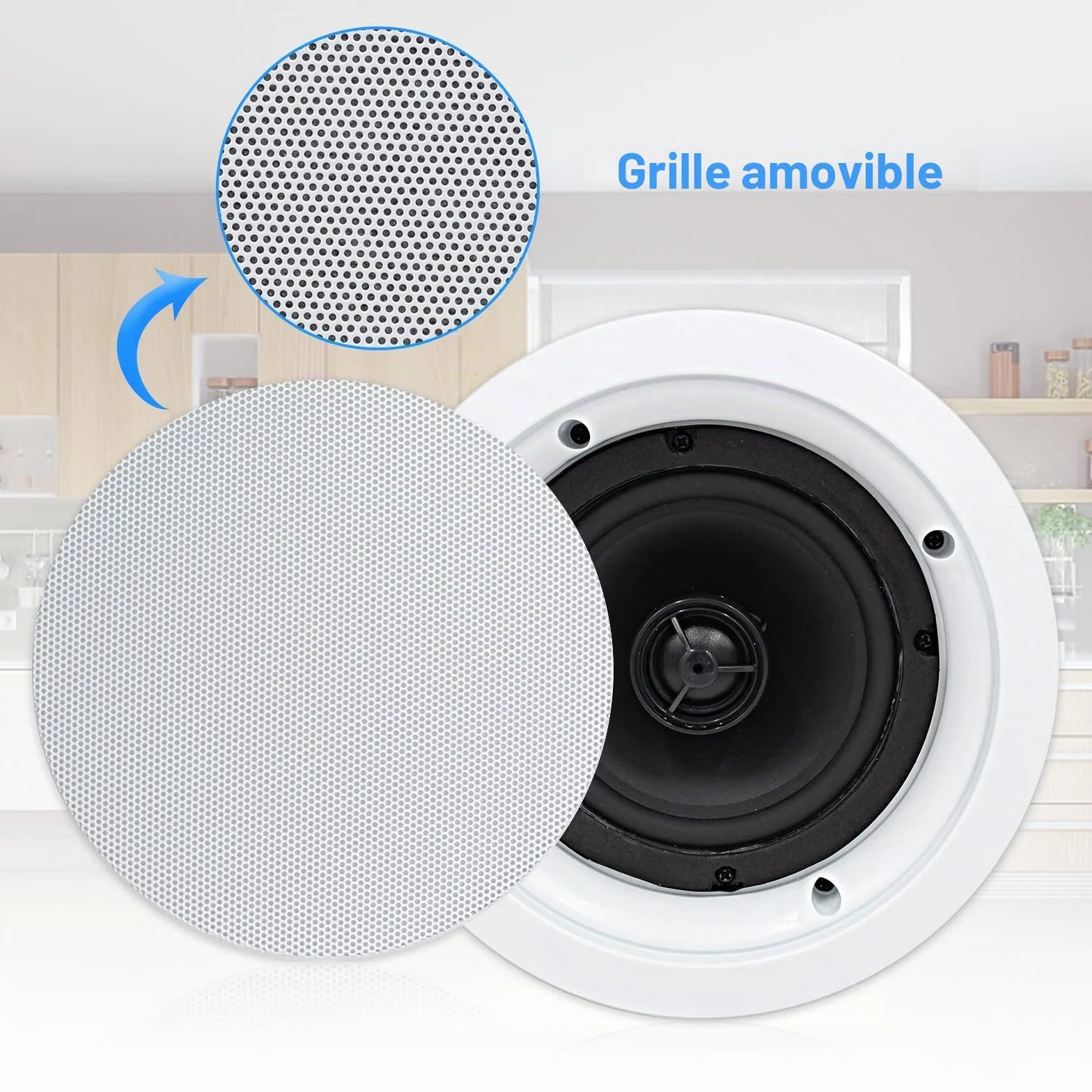 Herdio 5,25 Pouces 600 Watts Bluetooth Enceinte Encastrable Plafond 4 Haut-parleurs