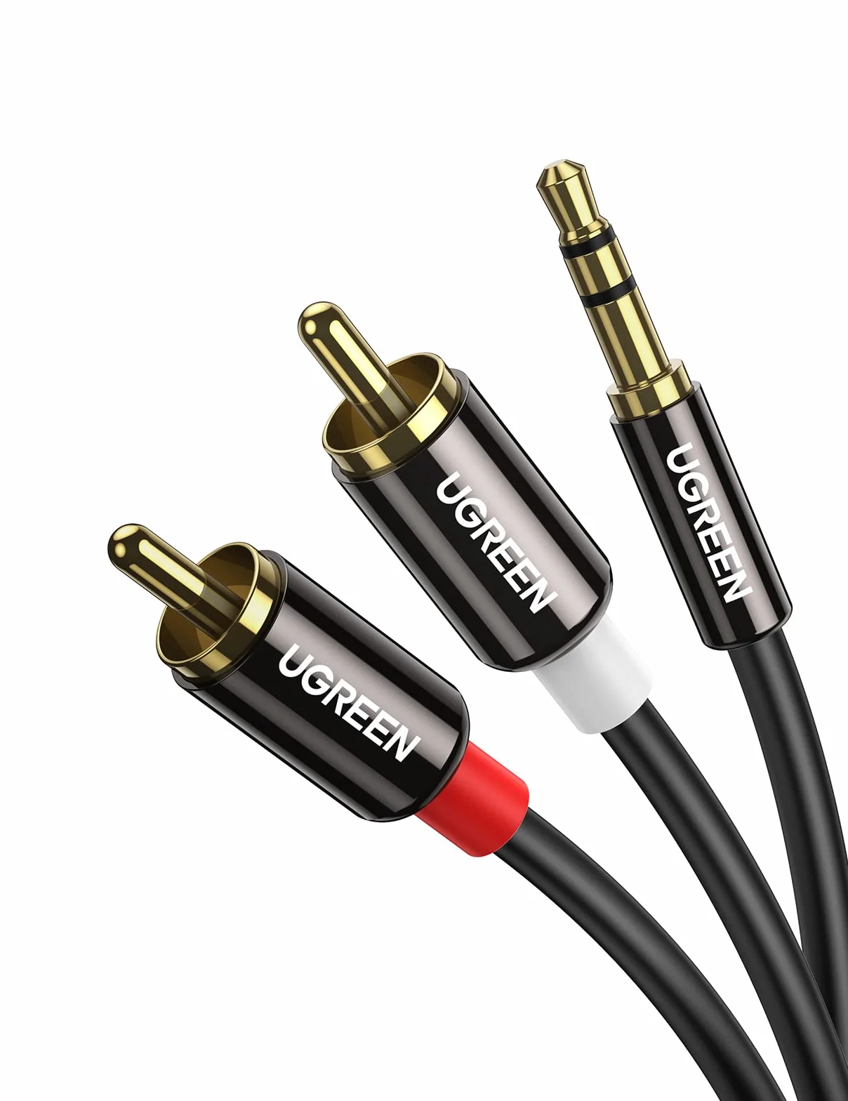 UGREEN Câble Cinch Jack 3.5mm Mâle vers 2 RCA Mâle Câble RCA Jack Audio Stéréo Compatible avec TV PC Téléphone Tablette Amplificateur Chaîne HiFi DVD Barre de Son Home Cinéma Autoradio Enceinte (2M)