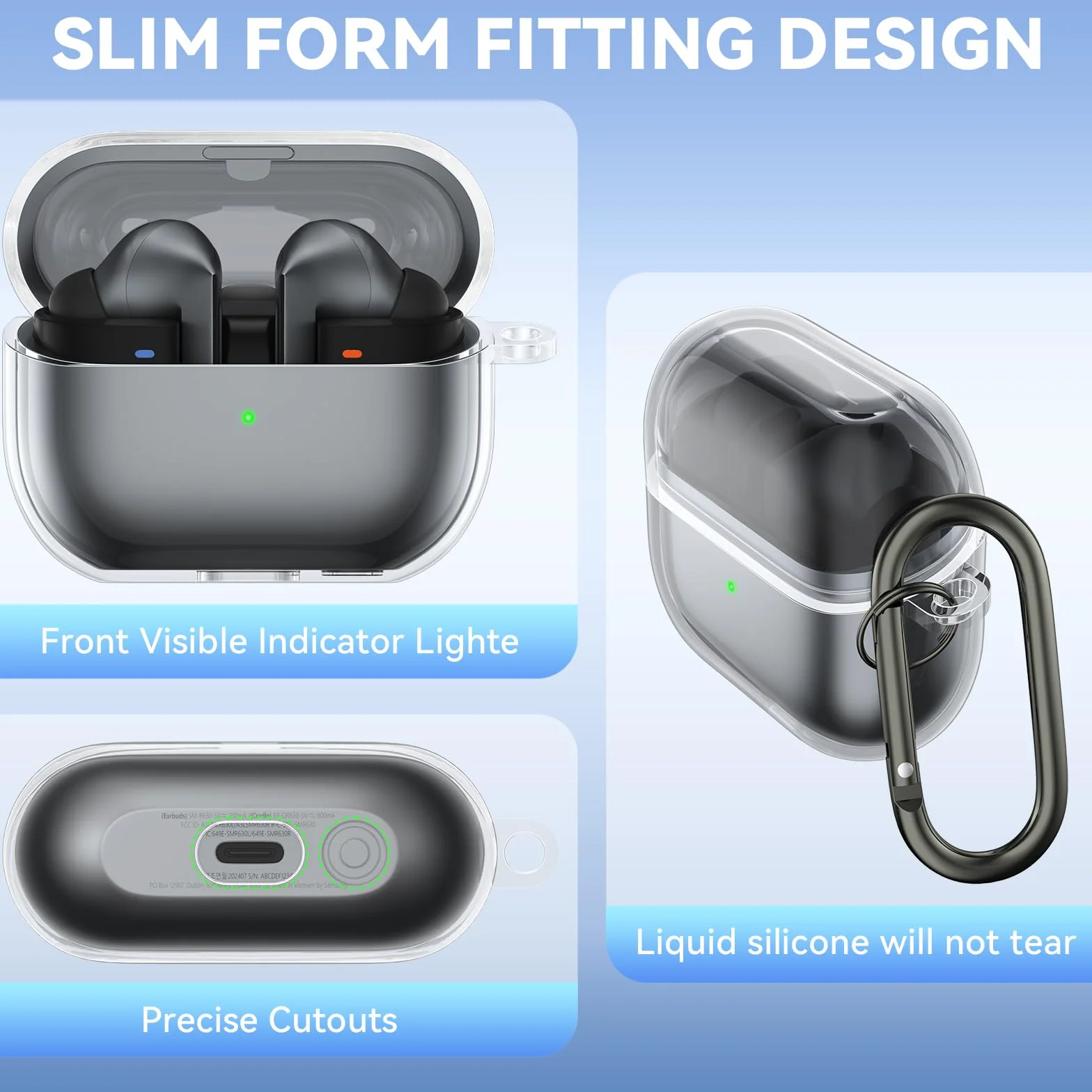 YLK Coque Samsung Galaxy Buds 3 Pro/Buds 3 Étui Antichoc TPU Souple Recharge USB-C Sans Fil Transparent