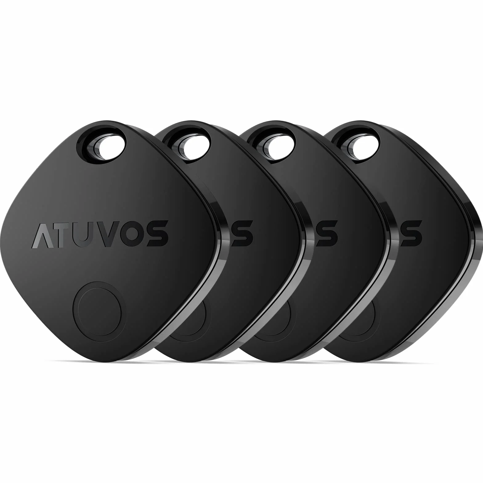 ATUVOS Air Tag Traceur Lot de 4, Fonctionne avec l’app Localiser Apple (Uniquement iOS), Localisateurs D’Objets Bluetooth pour Valises/Portefeuilles/Clés/Sacs/Bagages, Batterie Remplaçable, Noir