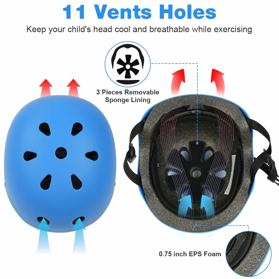 Flintronic Casque de vélo Enfant 2-13 Ans, Ensemble de Protections pour Enfants, Casques de Planche à roulettes, Trottinette, Vélo