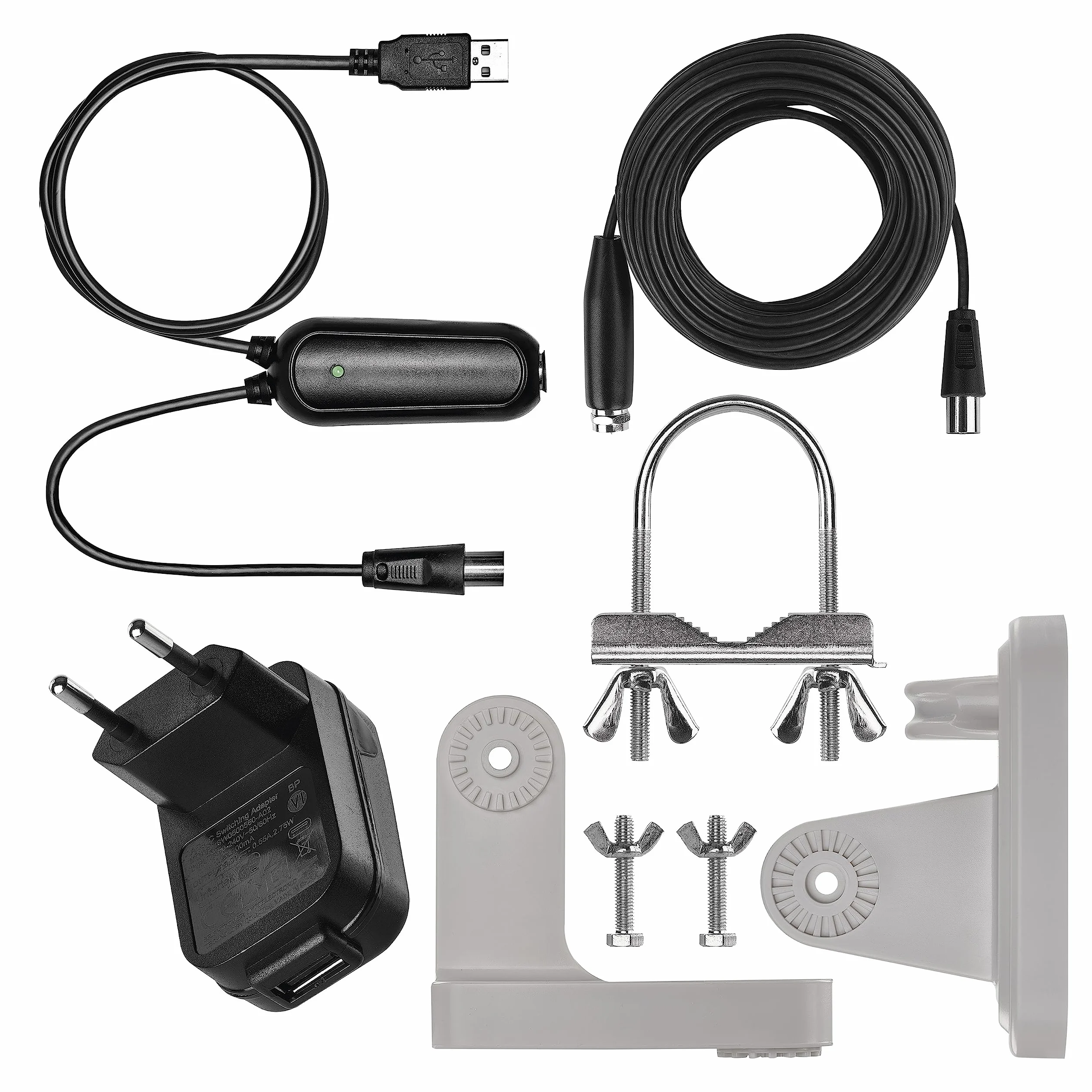 EMOS - Antenne numérique avec amplificateur - pour l'extérieur - Antenne Active Village - Portée 0-80 km - FM/Dab/DVB-T/DVB-T2 - Filtre LTE/4G/5G intégré - Angle de réception 360°