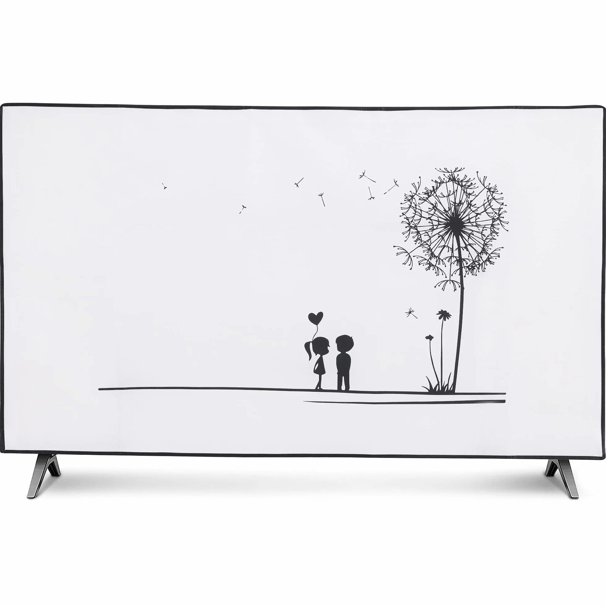 kwmobile Housse écran TV compatible avec 55" TV - Protection d'écran télévision - noir-blanc