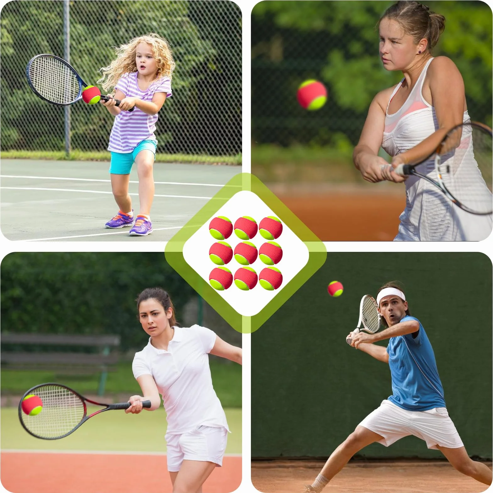 Lot de 9 balles de tennis stade 3 orange pour débutants et enfants