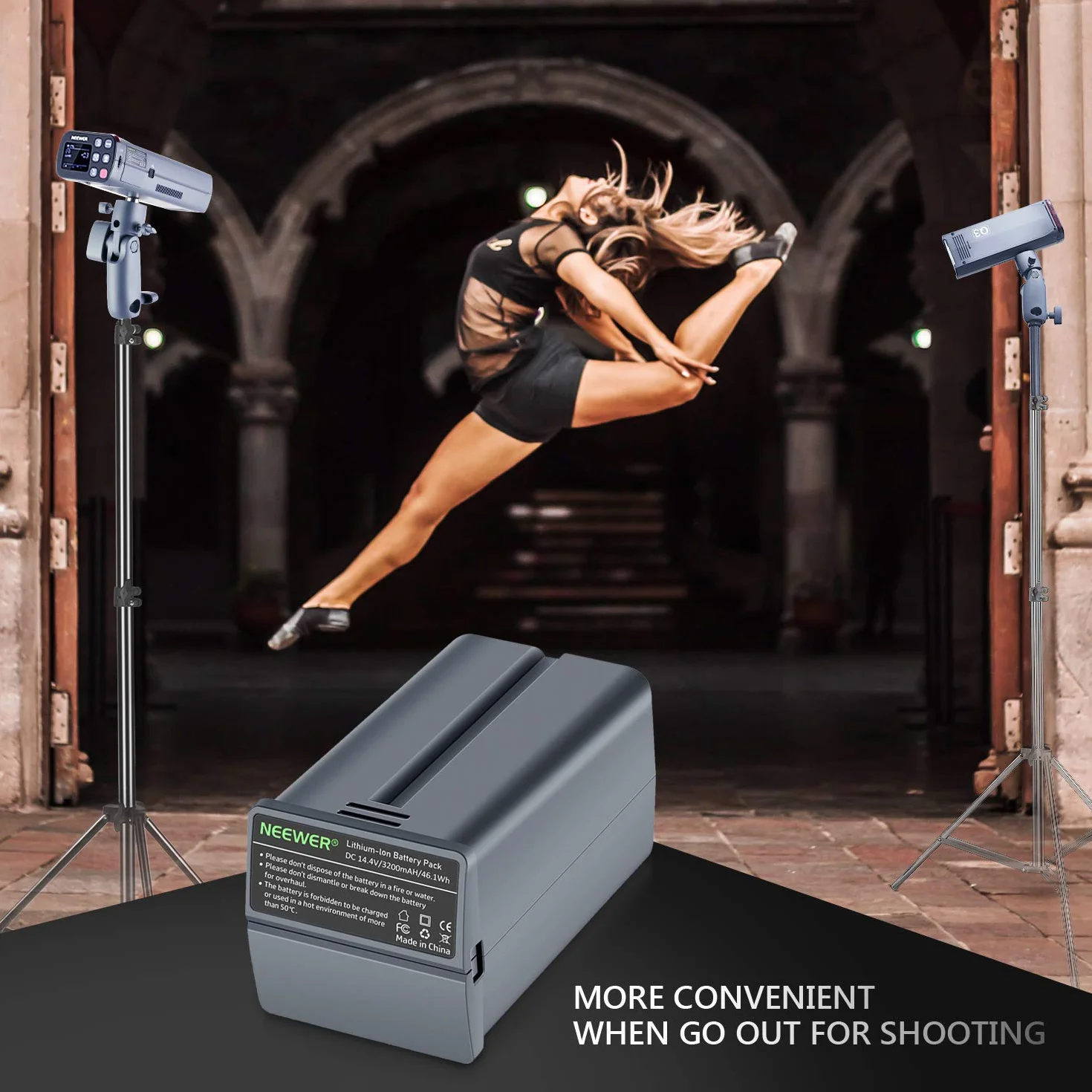 NEEWER 14.4V 3200mAh Li-ION Batterie Flash Rechargeable Haute Capacité Compatible avec NEEWER Q3 et Q3 (2ème Version) Flash Strobe