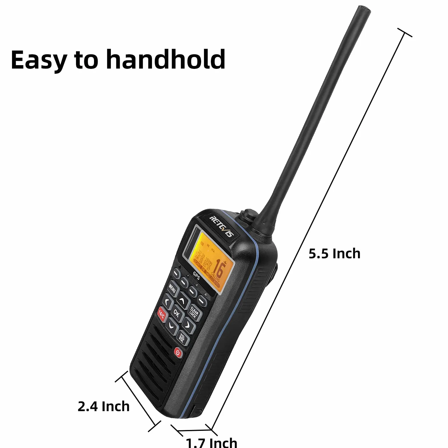 Retevis RM40 Talkie Walkie Marine IP67 VHF Marin Portable Flottant GPS Noir