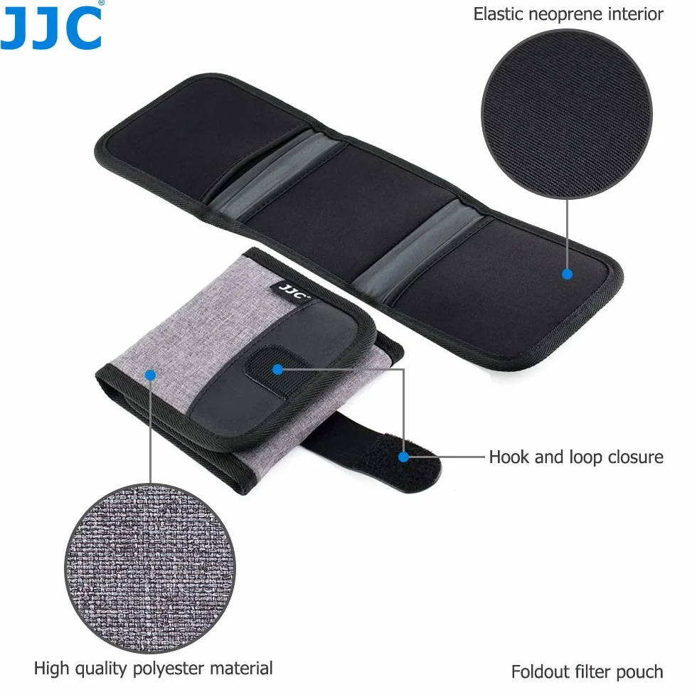 JJC 3 Poche Etui pour Filtre Protecteur Rangement Pliable pour Filtres UV CPL ND jusqu'à 82 mm