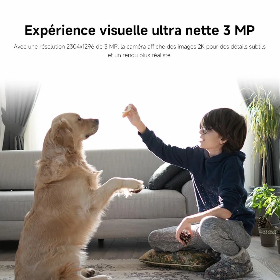 XIAOMI C301 Caméra Intérieure 2K 3MP 360° Surveillance WiFi 6 Détection Personnes Audio Bidirectionnel