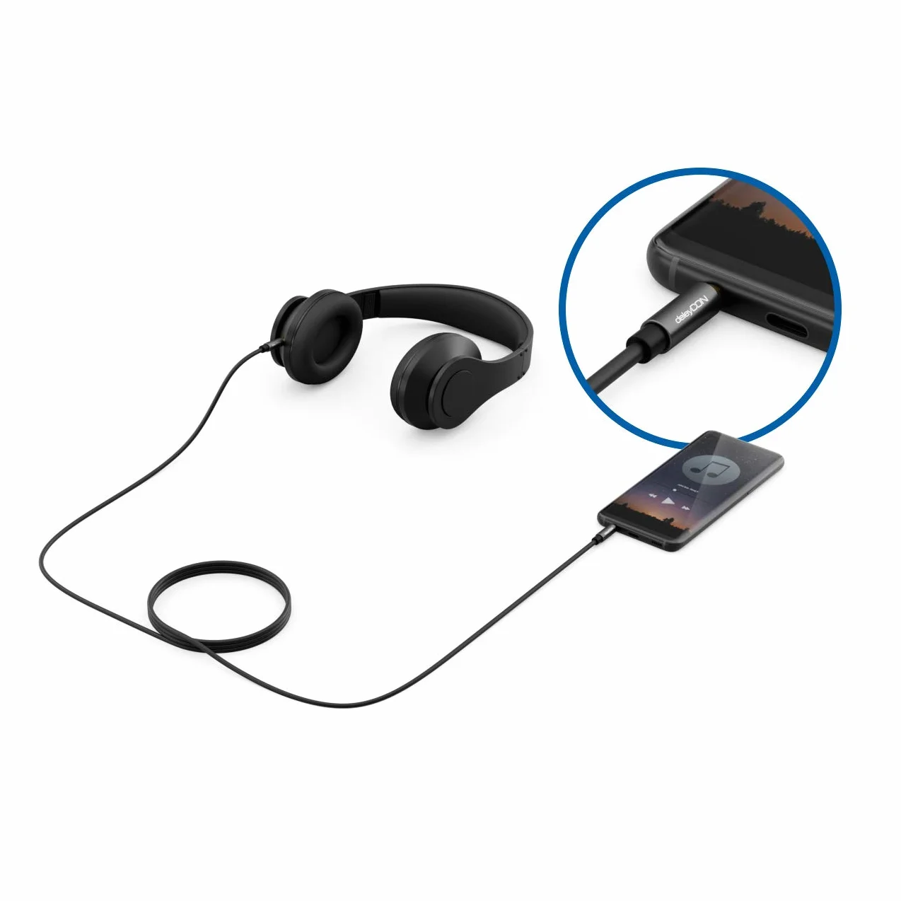 deleyCON 5m Câble Jack Audio Stéréo AUX 3,5mm Liaison sonore Connecteur Métallique Smartphone Mobile Tablette Casque HiFi Récepteur (Extra fin & Flexible)