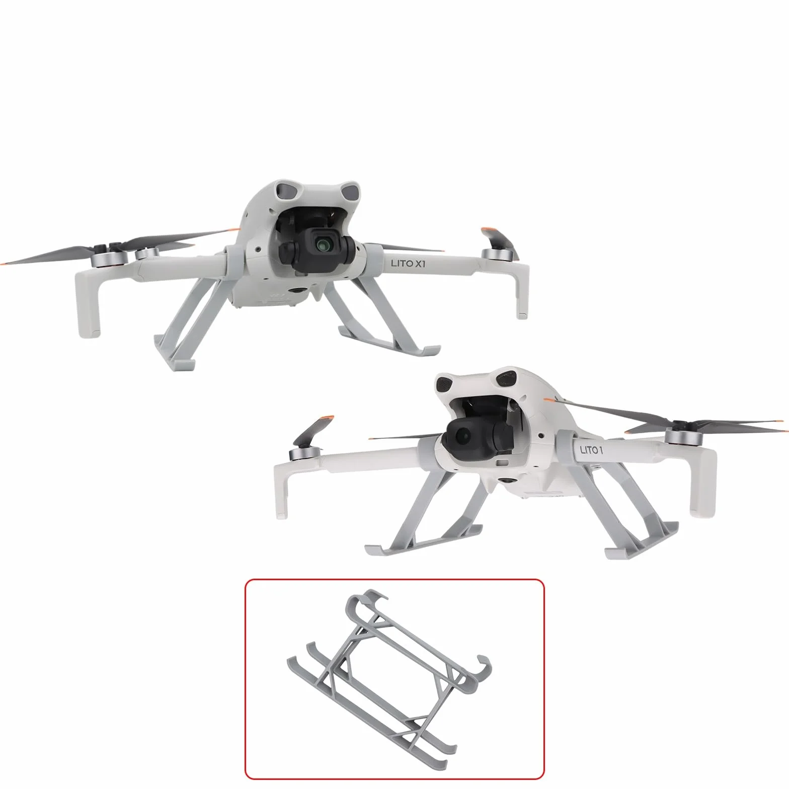 Pieds d'extension de train d'atterrissage pour DJI Lito 1 / X1, support béquille pliant à dégagement rapide avec extension de hauteur de 60 mm, support d'atterrissage de drone, accessoires de