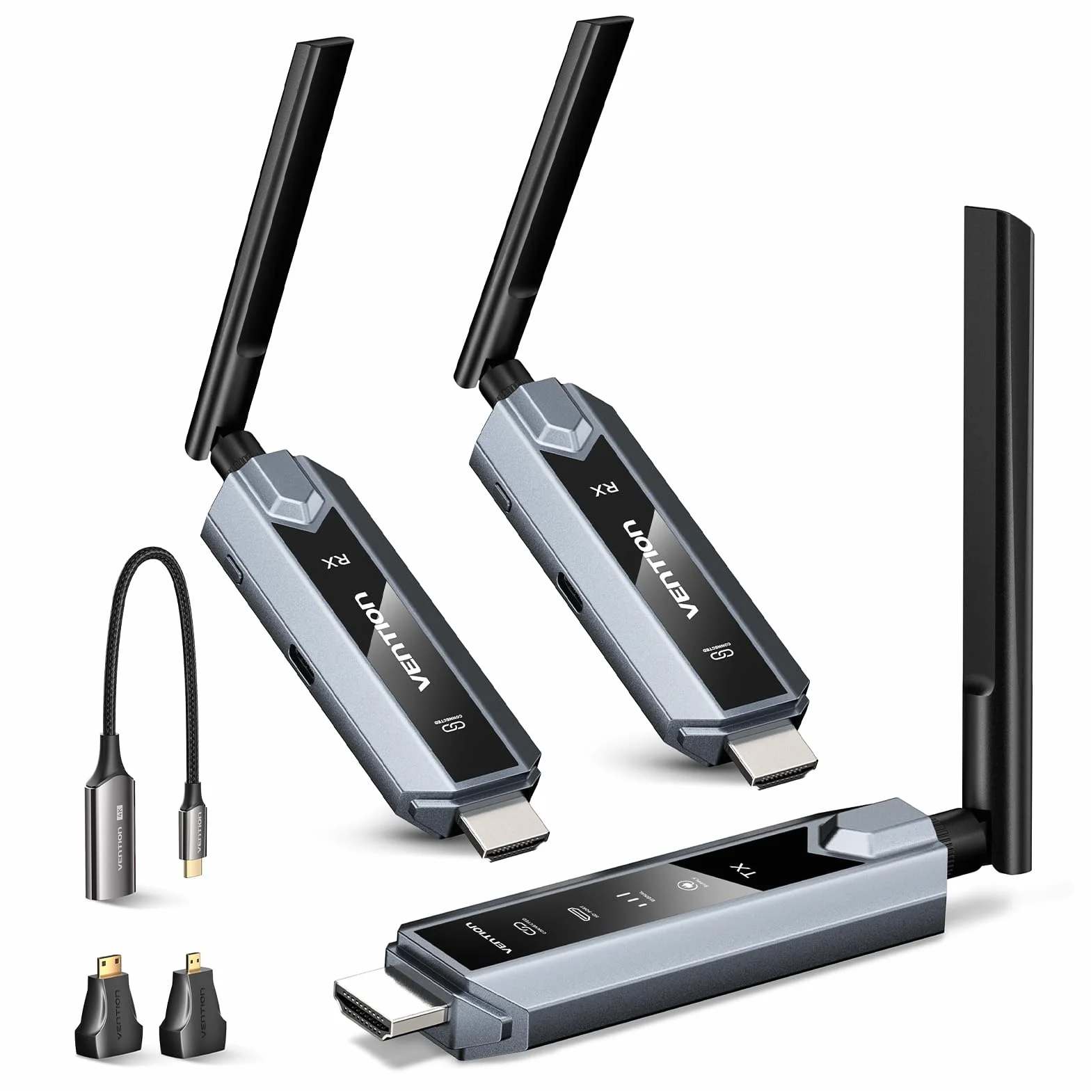 VENTION Émetteur et récepteur HDMI sans Fil 656FT/200M 2,4G+5G Plug&Play 4K pour PS5 Xbox Moniteur TV (1TX+2RX)