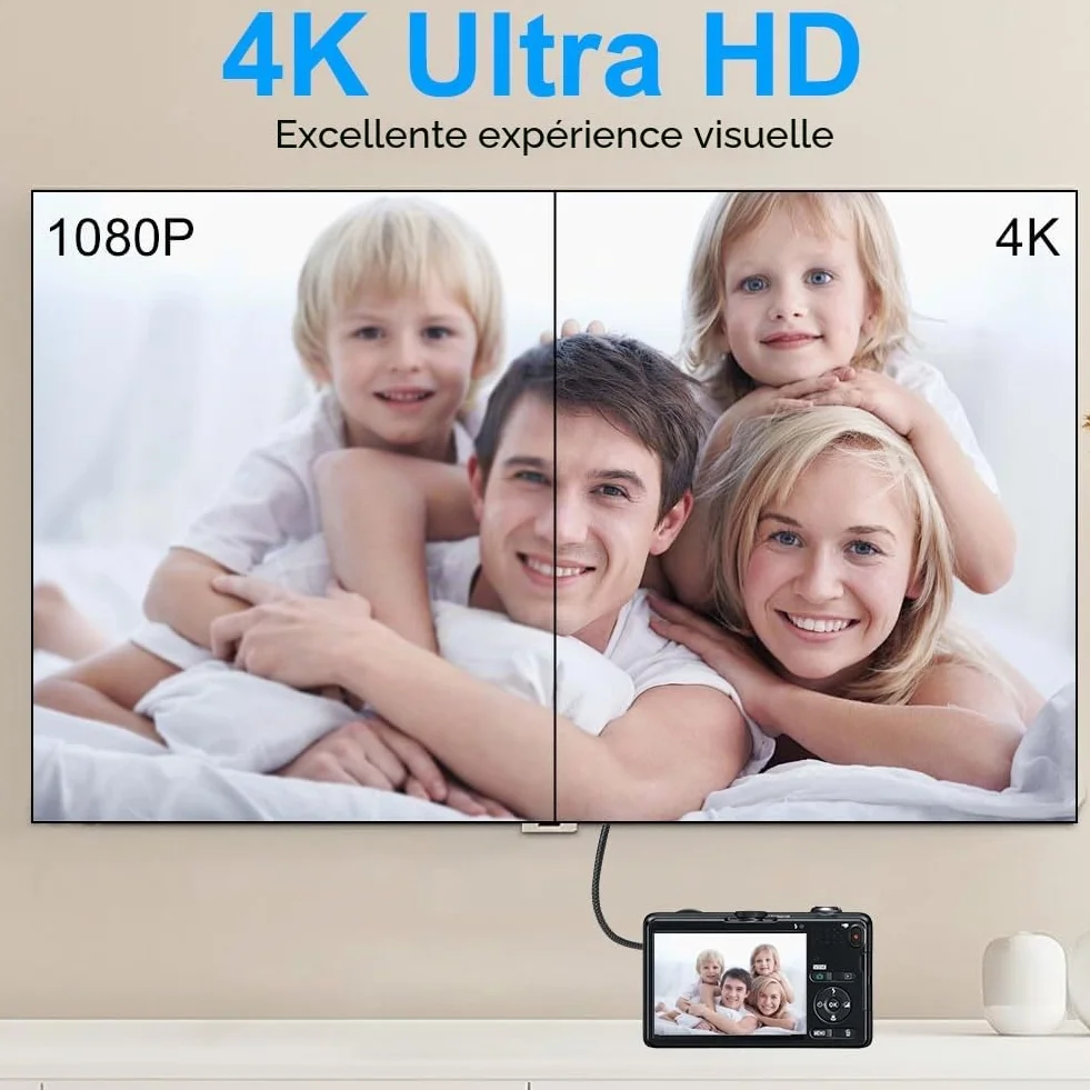 AXFEE Mini HDMI vers HDMI Câble 20cm, 4K 60Hz Mini HDMI Mâle vers HDMI Femelle, en Charge Ethernet,UHD,3D,HDR,Arc,Compatible avec Nikon D7100 Canon EOS RP/R