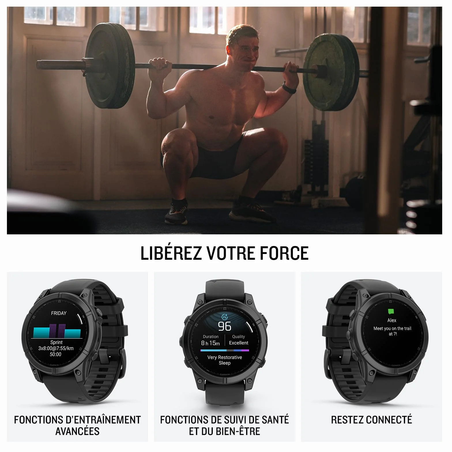 Garmin fēnix® E - Montre GPS Multisports AMOLED – Acier Gray avec Bracelet Noir